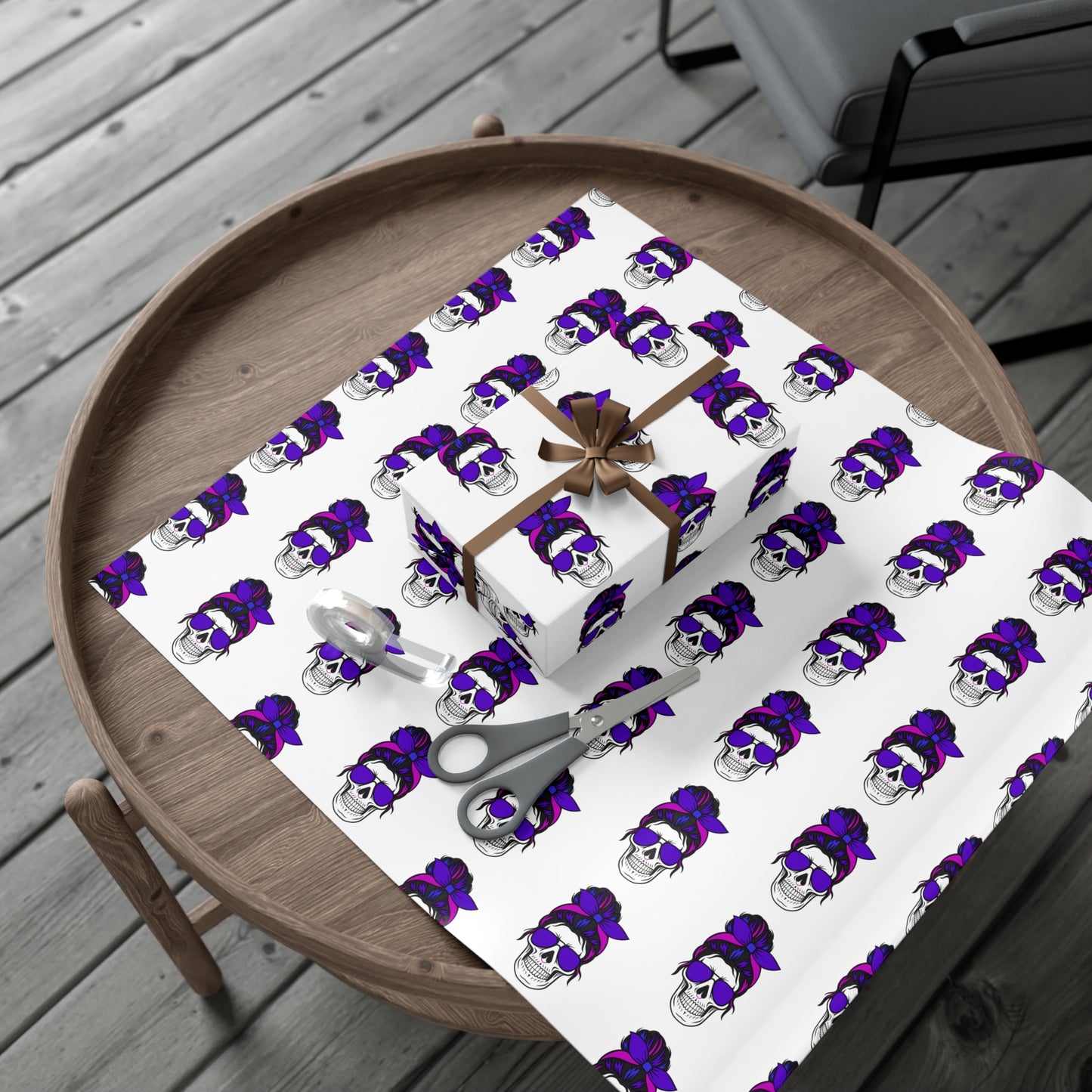 Feral Skull Gift Wrap Paper, Halloween Wrapping Paper, Unique Party Supplies, Dark Themed Gifts, Gothic Birthday Wrap