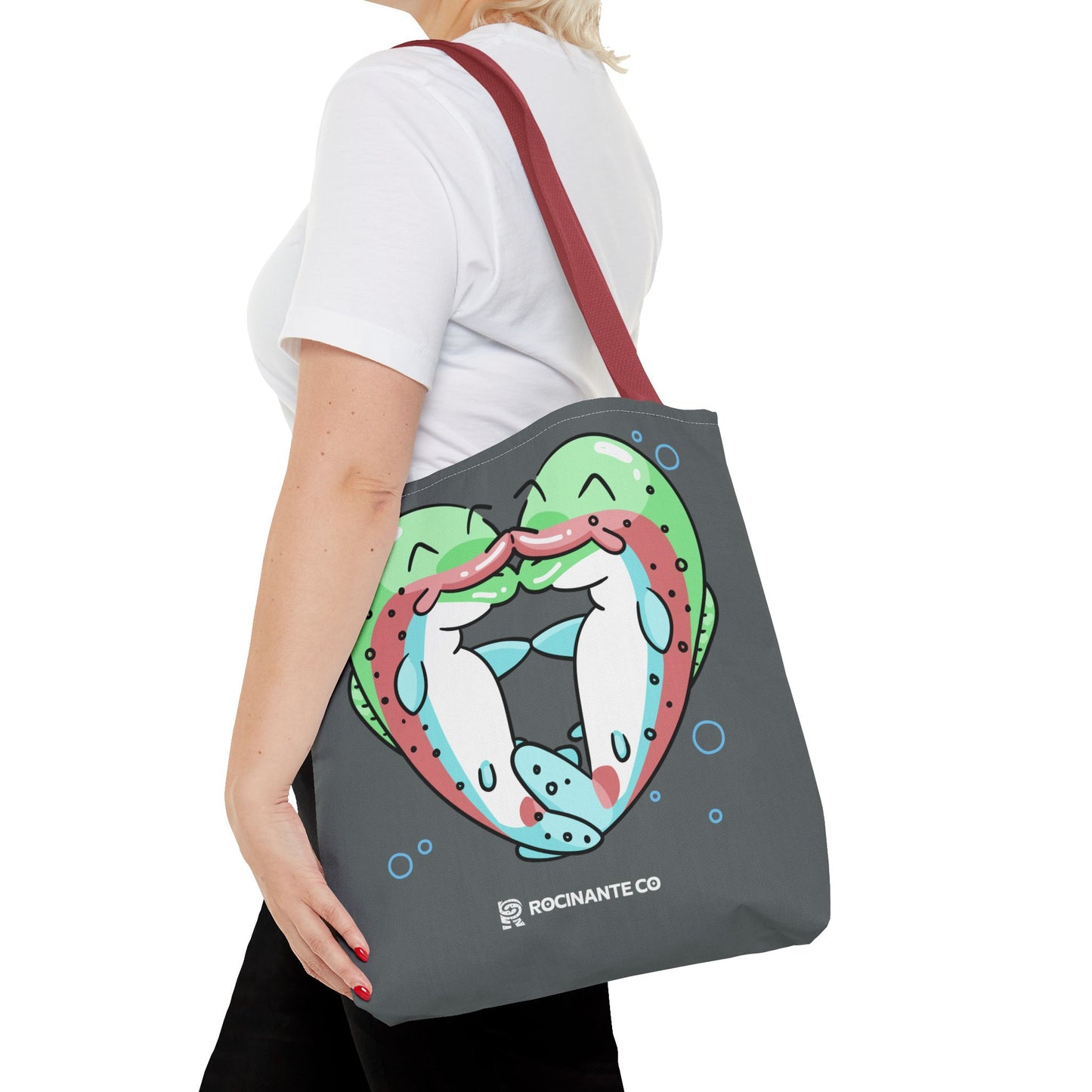 Trout Heart Tote Bag Grey - Eco-Friendly Reusable Shopper, Durable Canvas Carryall for Everyday Use & Gift Idea