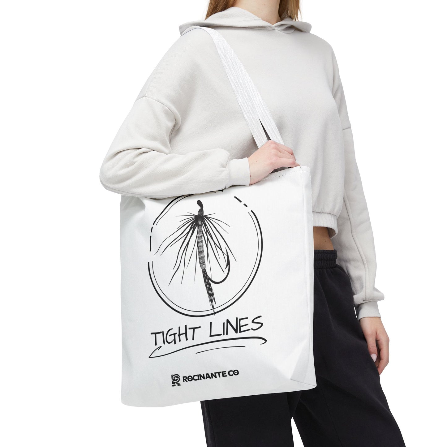 Tight Lines Tote Bag White | Durable Fishing Gift Bag with Stylish Print for Outdoor Enthusiasts & Everyday Use