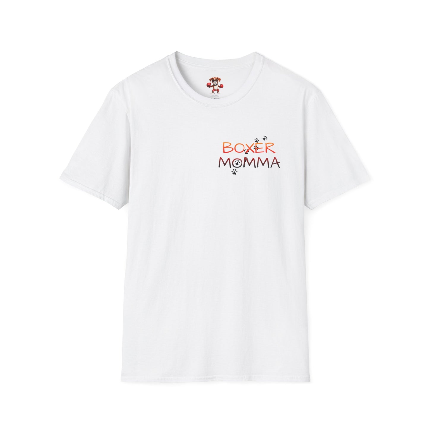 Unisex Boxer Momma T-Shirt - Softstyle Cotton Tee, Dog Lover Gift, Casual Fit, Pet Mom Shirt, Comfortable & Durable