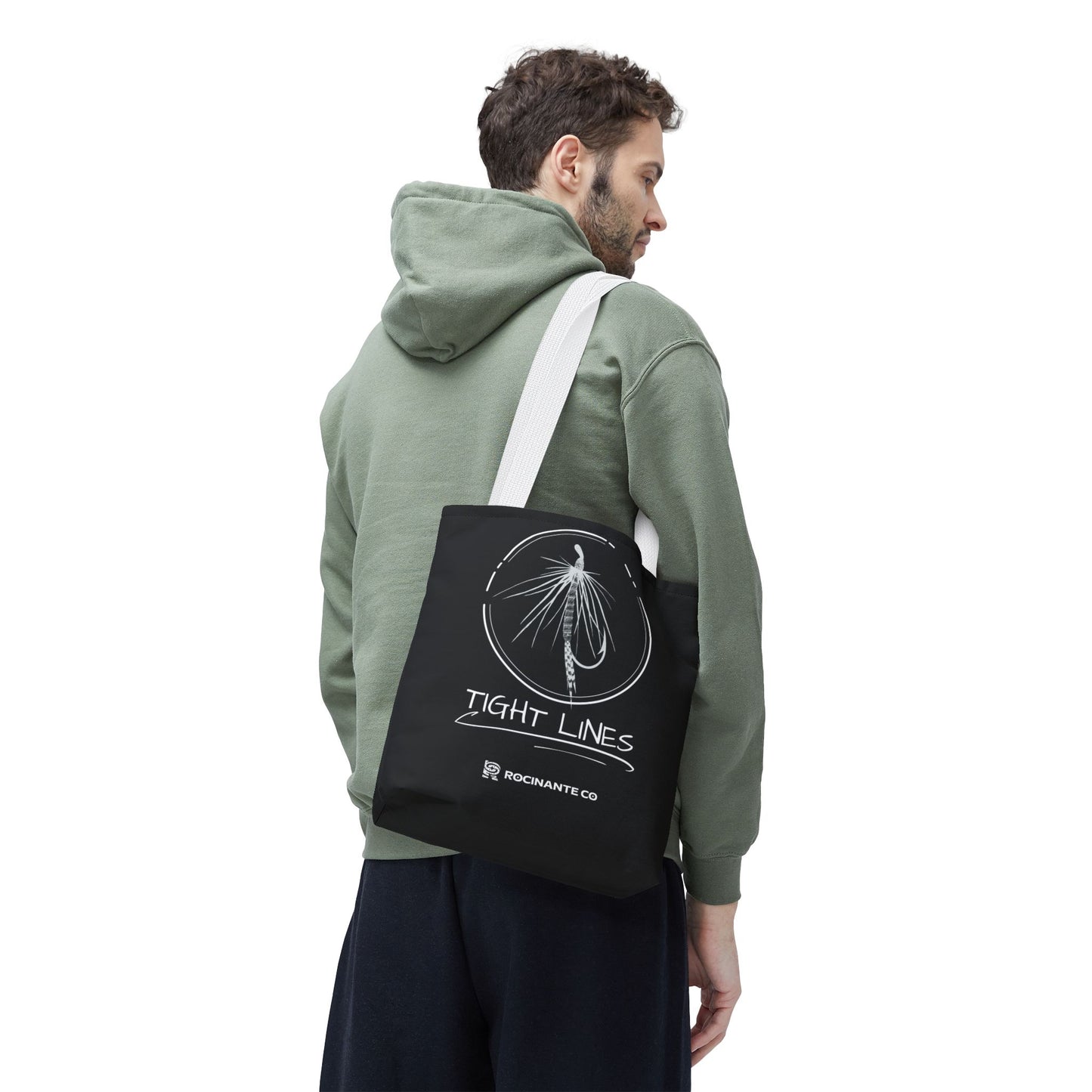Tight Lines Tote Bag Black, Durable Fishing Tote with Spacious Design & Comfortable Handles for Outdoor Adventures