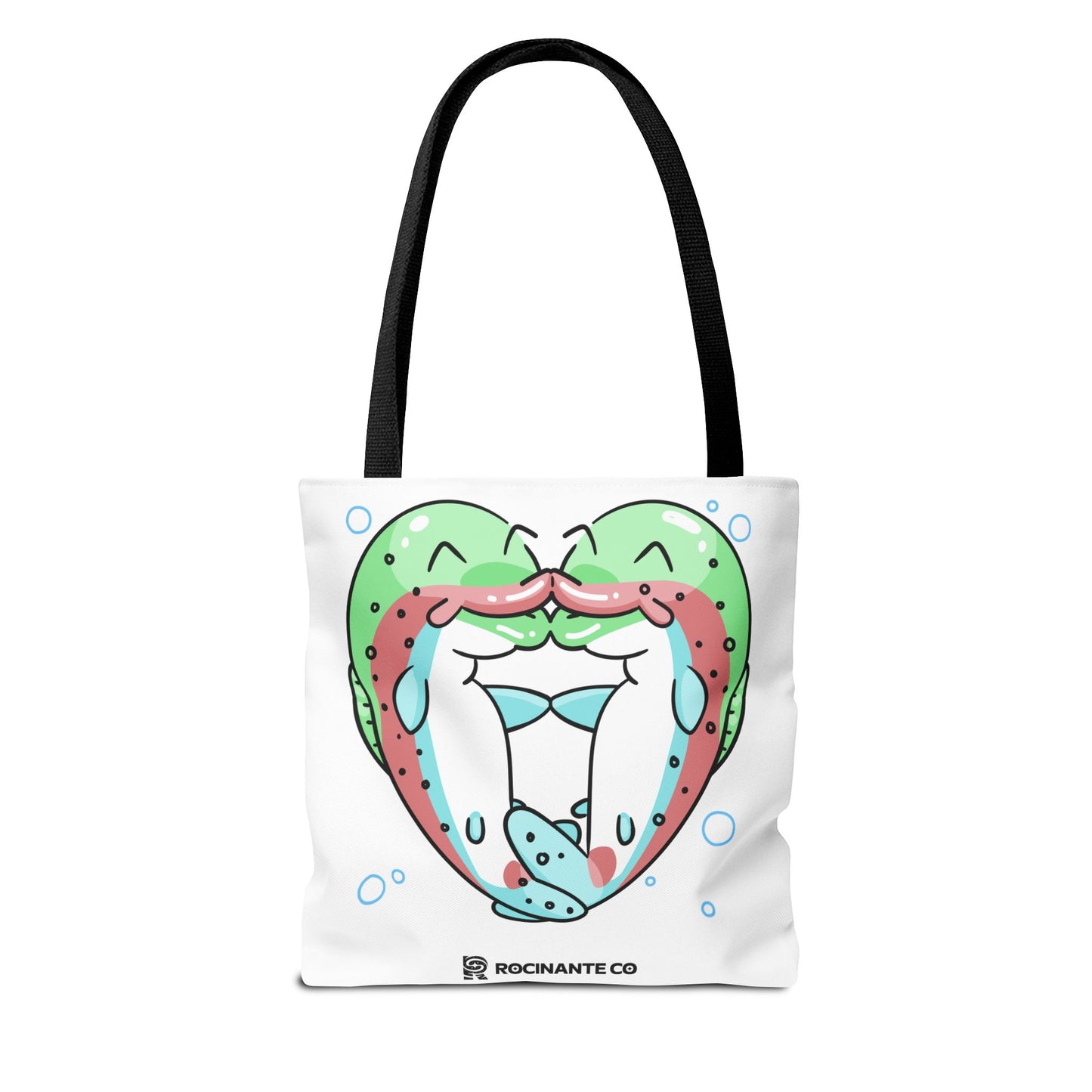 Trout Heart Tote Bag White, Cute Fish Illustration Canvas Shopper, Eco-Friendly Reusable Grocery Bag, Stylish Everyday Carry-All