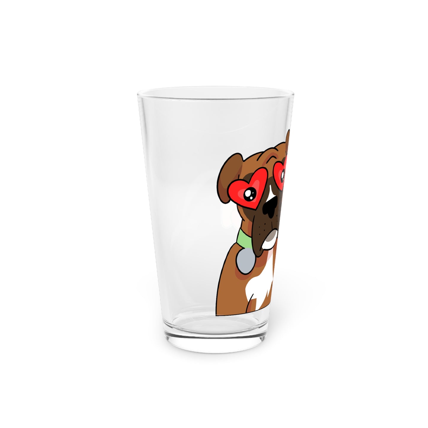 Boxer Love Pint Glass 16oz - Dog Lover Gift, Unique Beer Glassware, Cute Boxer Dog Design, Personalized Drinkware for Pet Owners