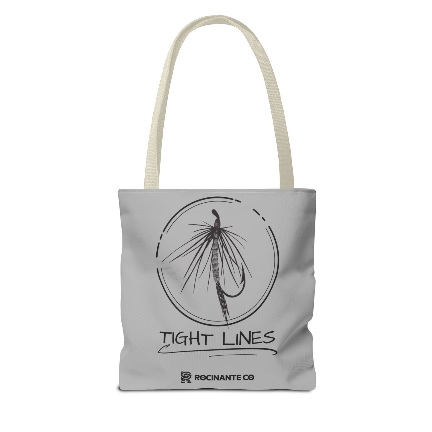 Tight Lines Tote Bag Grey - Durable Fishing Gift, Canvas Beach, Reusable Market Shopping Bag, Casual Everyday Carry Tote