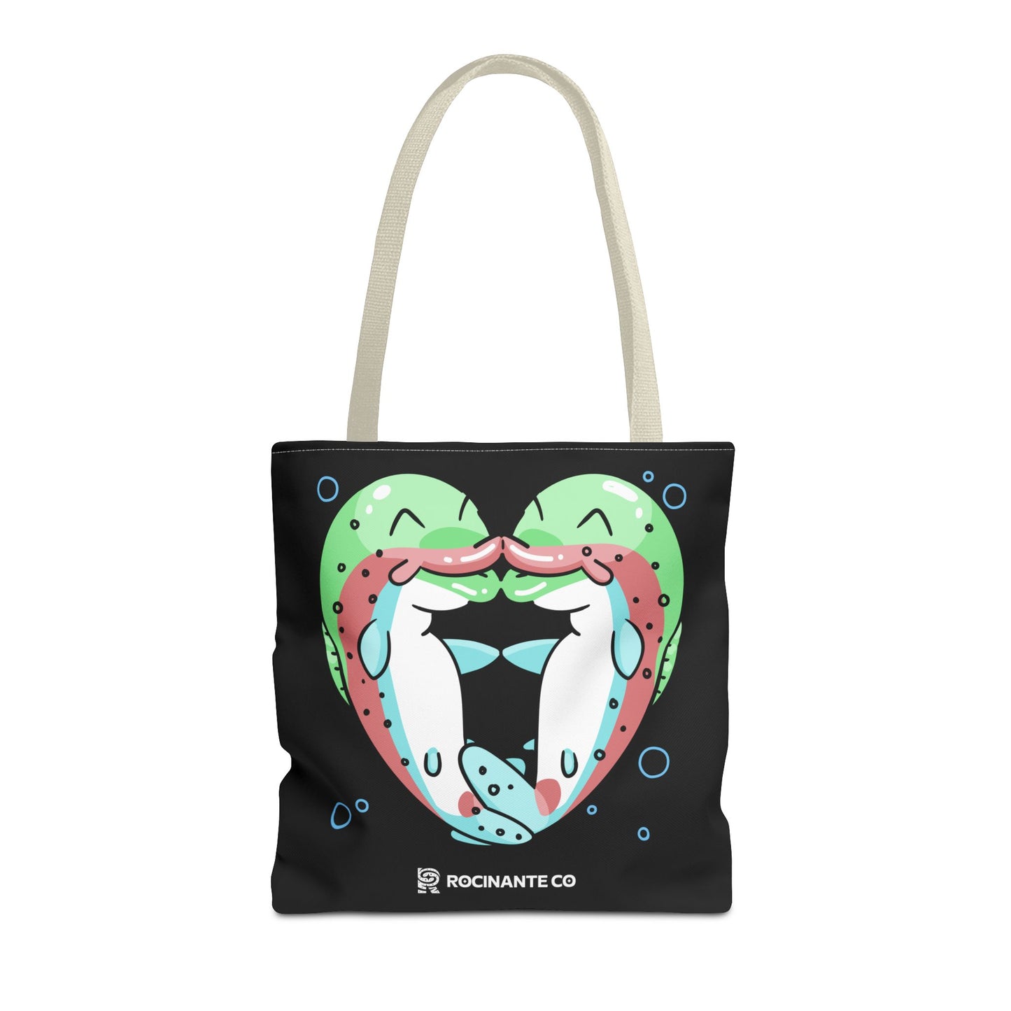 Trout Heart Tote Bag Black – Eco-Friendly Reusable Grocery Shopper, Stylish Canvas Bag for Fishing Lovers & Outdoor Adventures