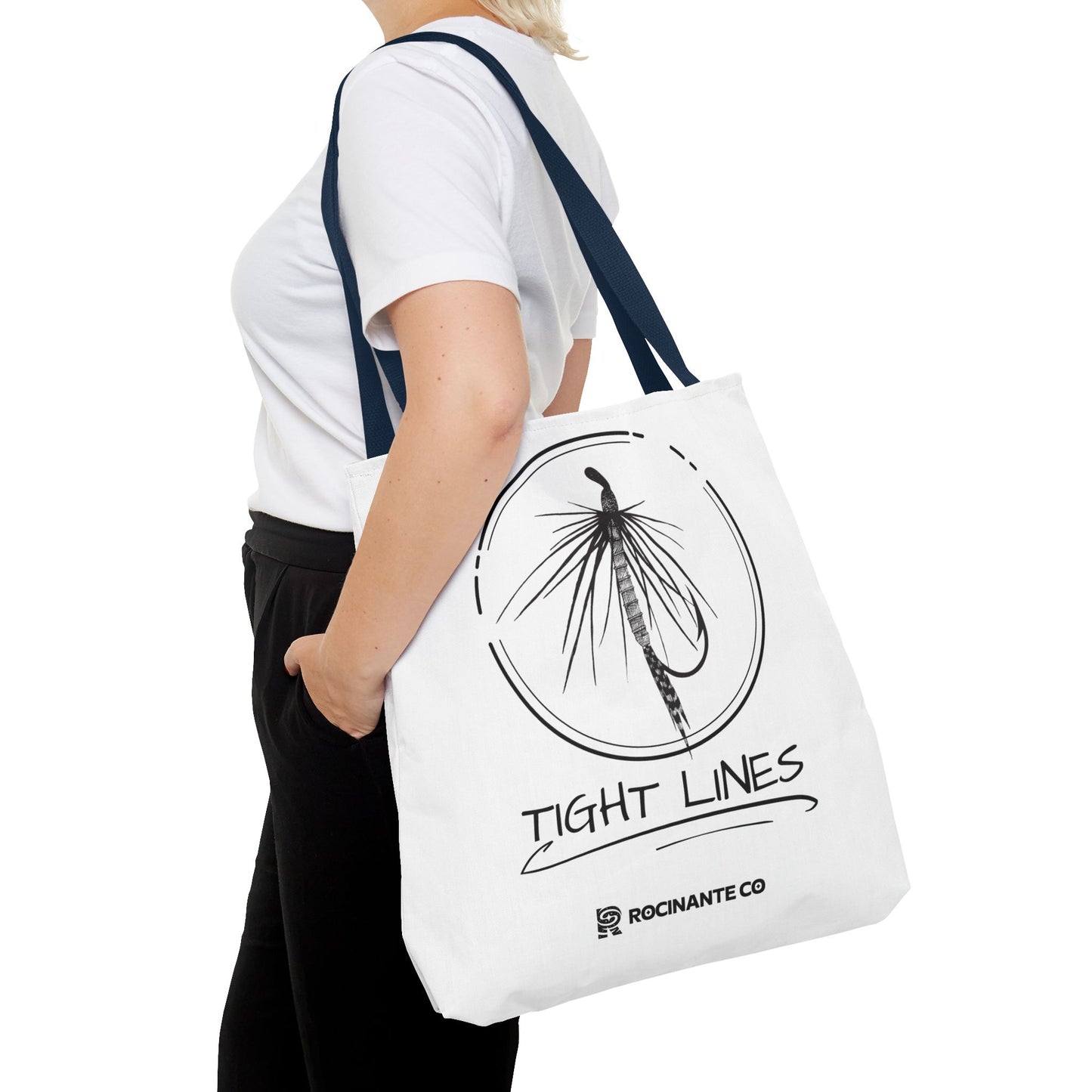 Tight Lines Tote Bag White | Durable Fishing Gift Bag with Stylish Print for Outdoor Enthusiasts & Everyday Use