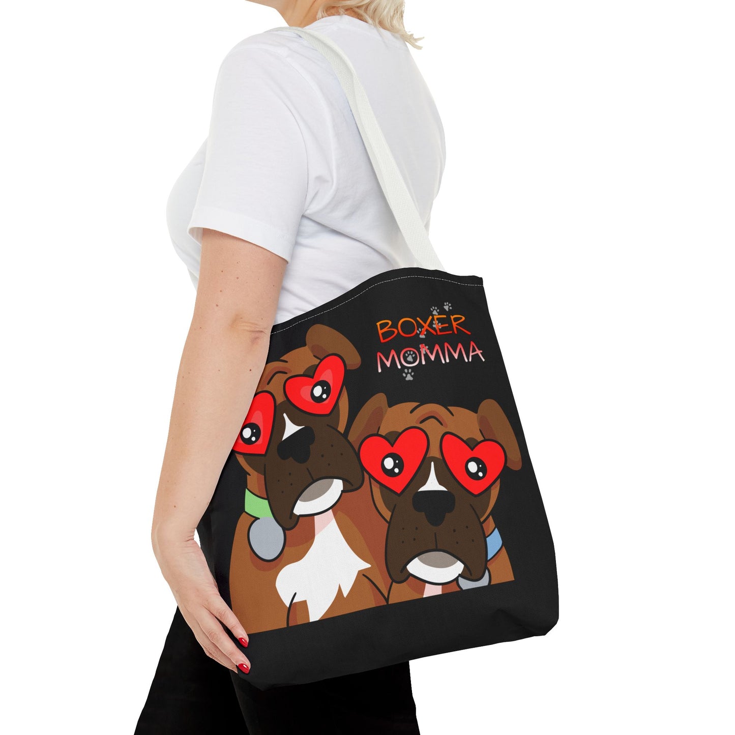Boxer Momma Tote Bag Black - Durable Canvas Shoulder Bag for Dog Lovers, Spacious Everyday Carry, Pet Mom Gift