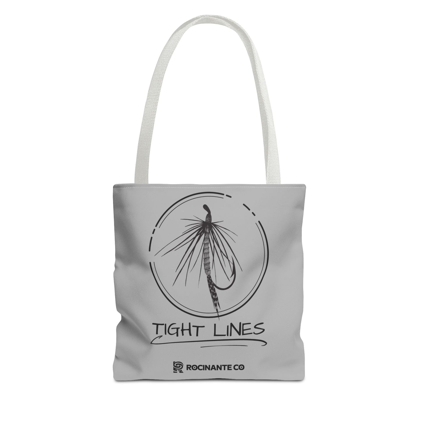 Tight Lines Tote Bag Grey - Durable Fishing Gift, Canvas Beach, Reusable Market Shopping Bag, Casual Everyday Carry Tote