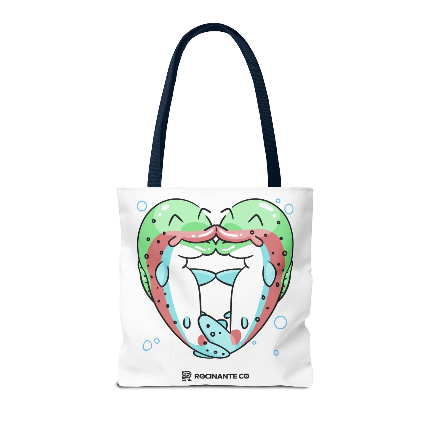 Trout Heart Tote Bag White, Cute Fish Illustration Canvas Shopper, Eco-Friendly Reusable Grocery Bag, Stylish Everyday Carry-All