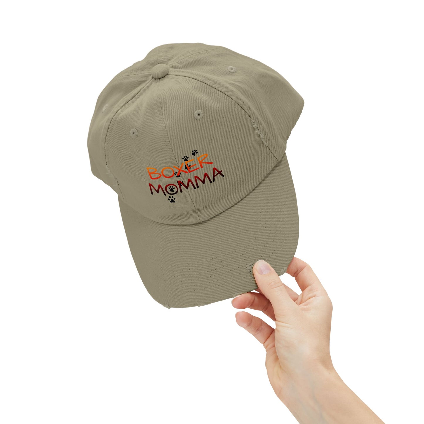 Boxer Momma Distressed Hat - Vintage Style Baseball Cap for Dog Lovers, Adjustable Cotton Dad Hat, Gift for Boxer Mom