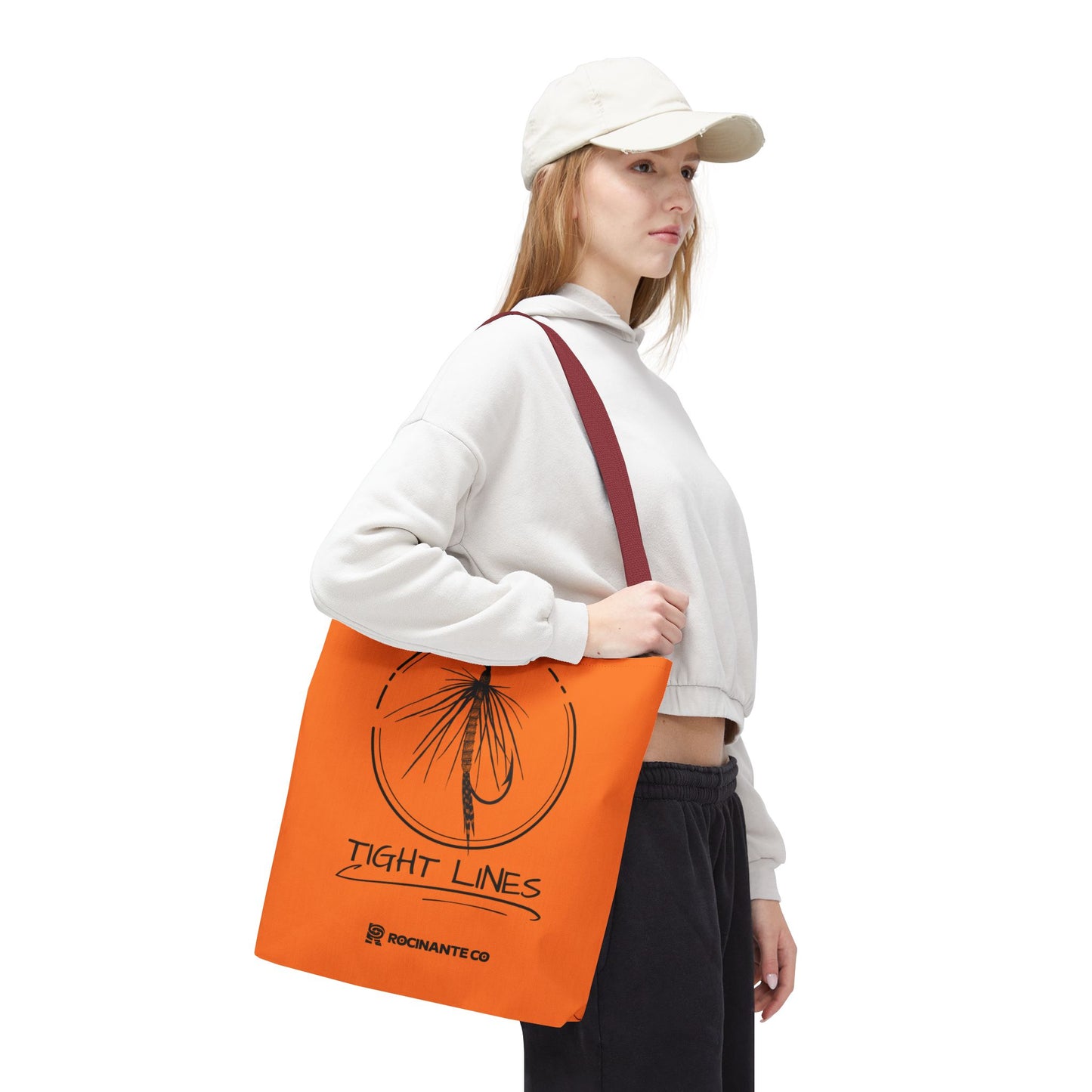 Tight Lines Tote Bag Orange, Durable Canvas Fishing, Beach, Market, Lightweight Reusable Grocery Bag, Outdoor Adventure Gift