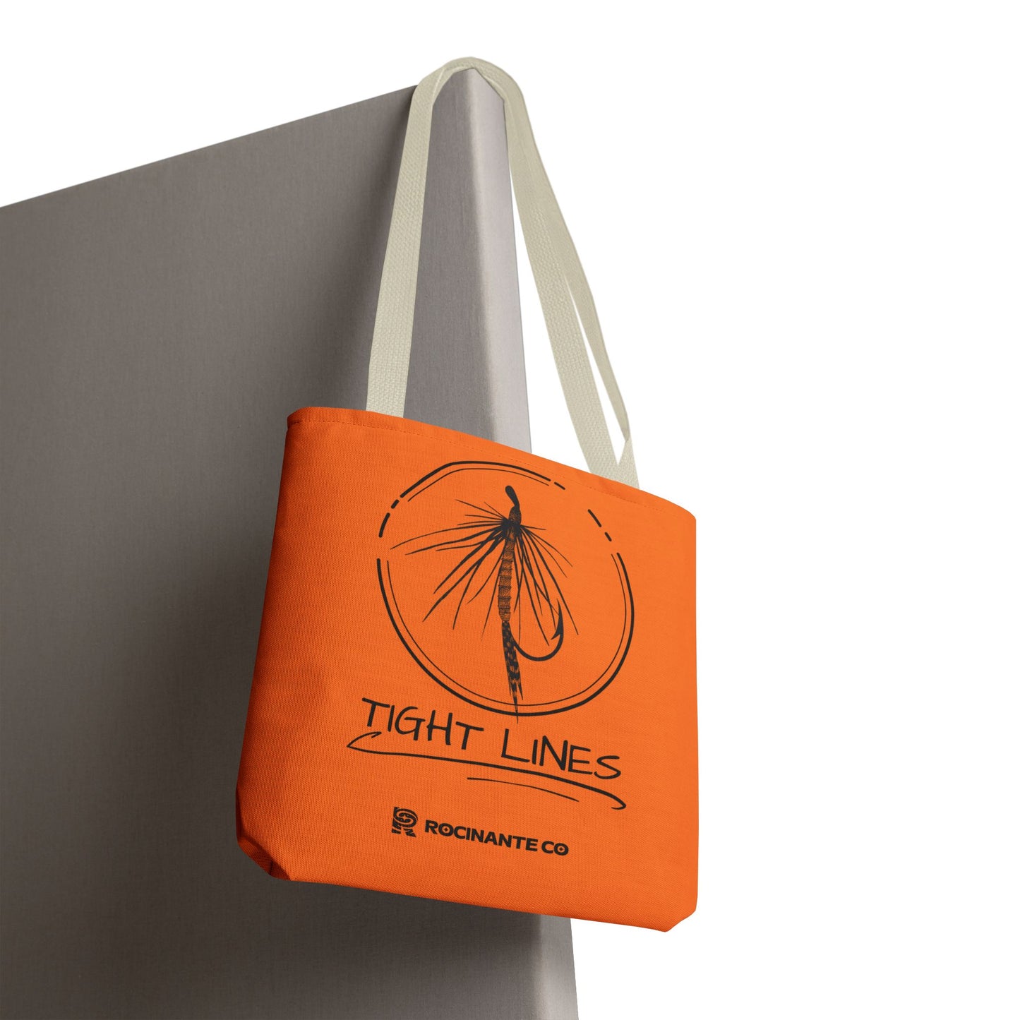 Tight Lines Tote Bag Orange, Durable Canvas Fishing, Beach, Market, Lightweight Reusable Grocery Bag, Outdoor Adventure Gift