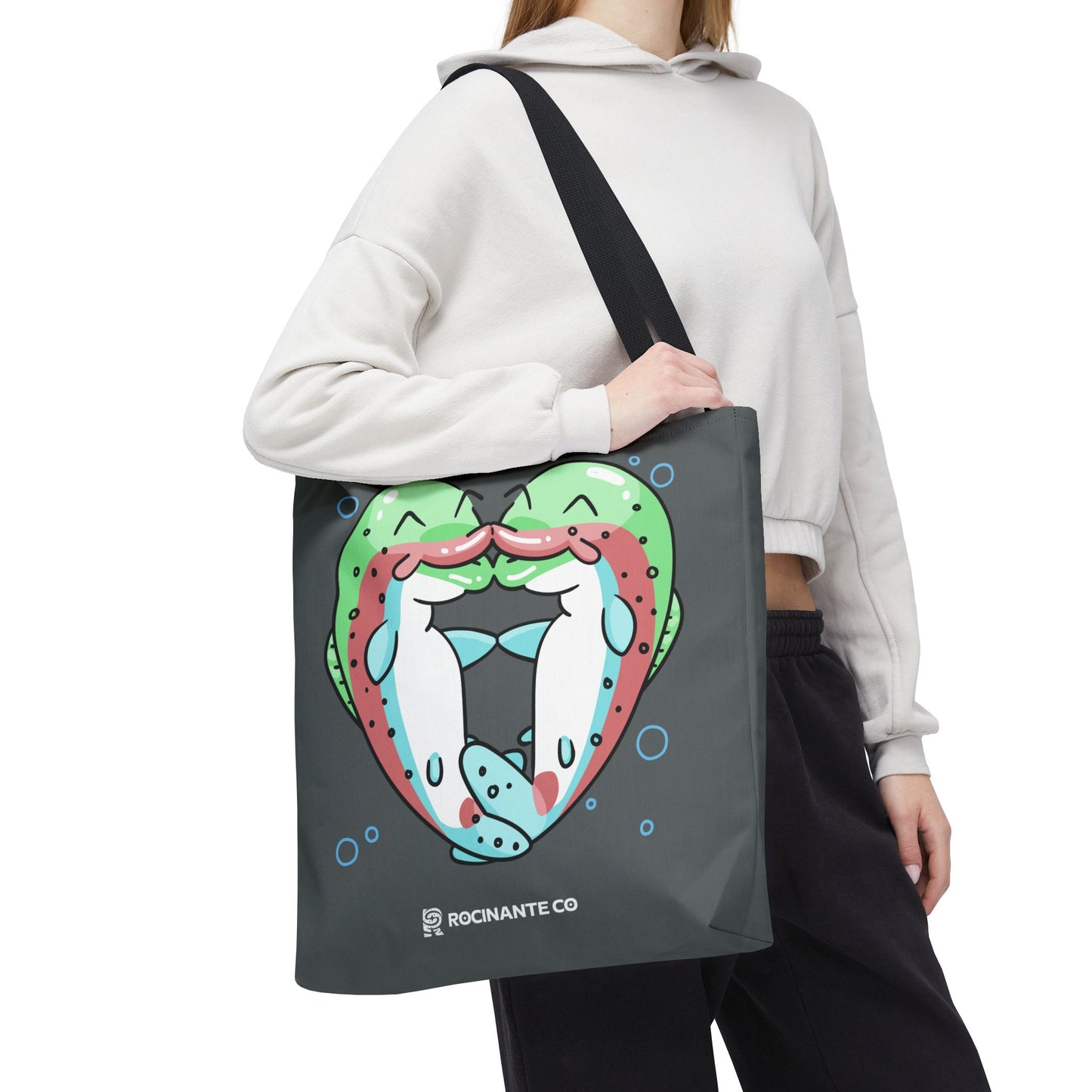 Trout Heart Tote Bag Grey - Eco-Friendly Reusable Shopper, Durable Canvas Carryall for Everyday Use & Gift Idea