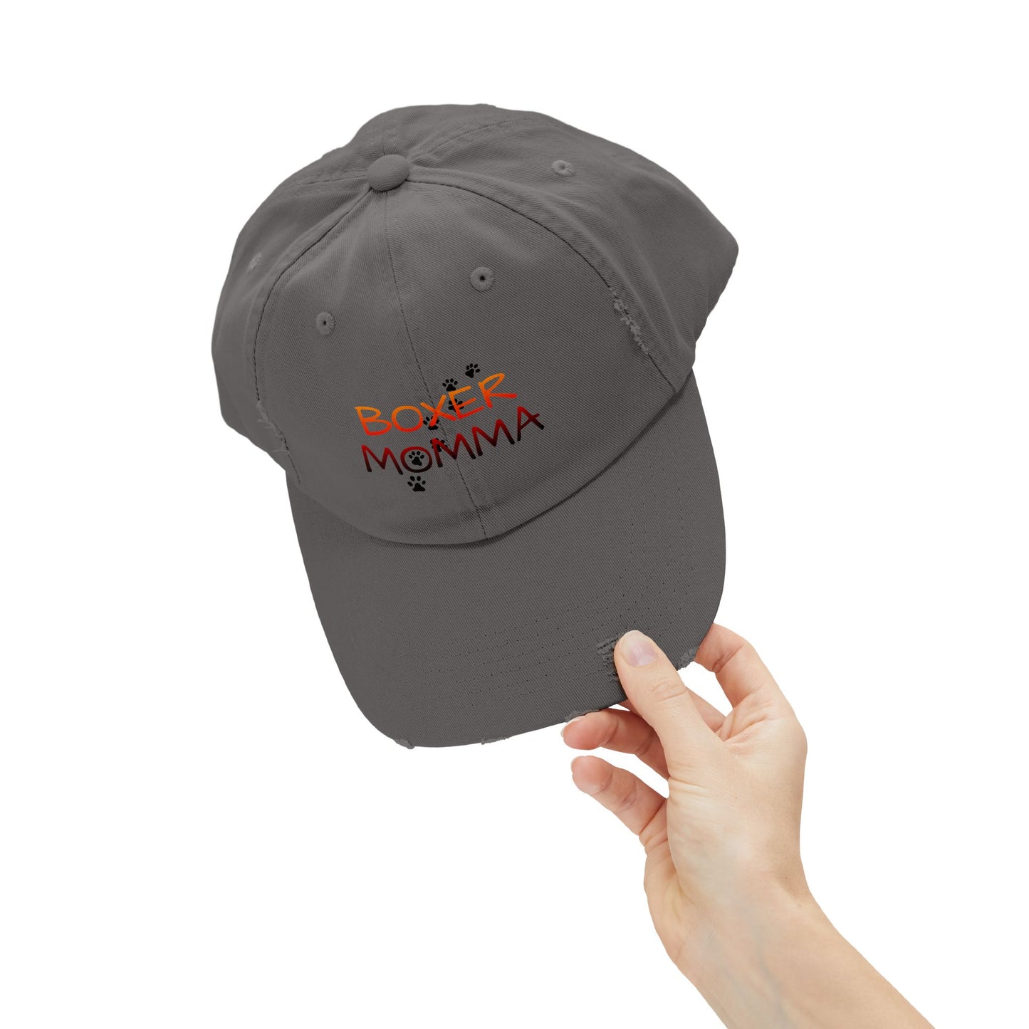 Boxer Momma Distressed Hat - Vintage Style Baseball Cap for Dog Lovers, Adjustable Cotton Dad Hat, Gift for Boxer Mom