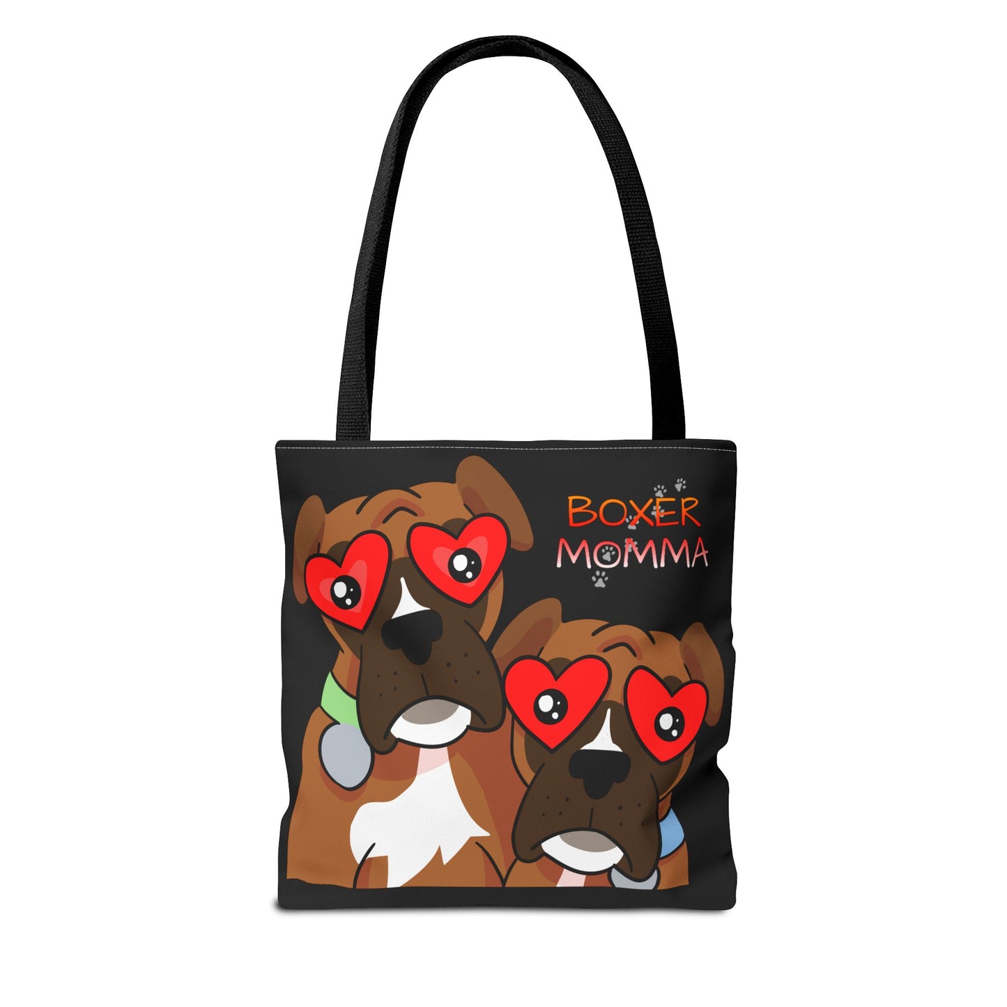 Boxer Momma Tote Bag Black - Durable Canvas Shoulder Bag for Dog Lovers, Spacious Everyday Carry, Pet Mom Gift