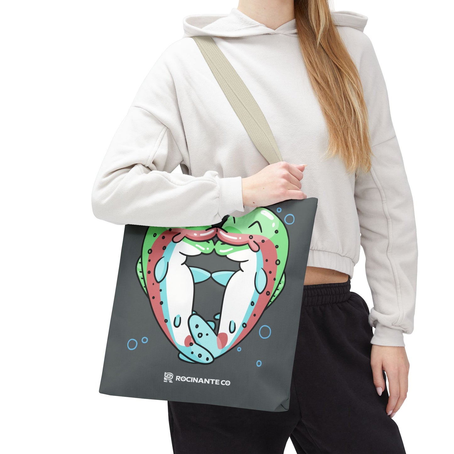 Trout Heart Tote Bag Grey - Eco-Friendly Reusable Shopper, Durable Canvas Carryall for Everyday Use & Gift Idea