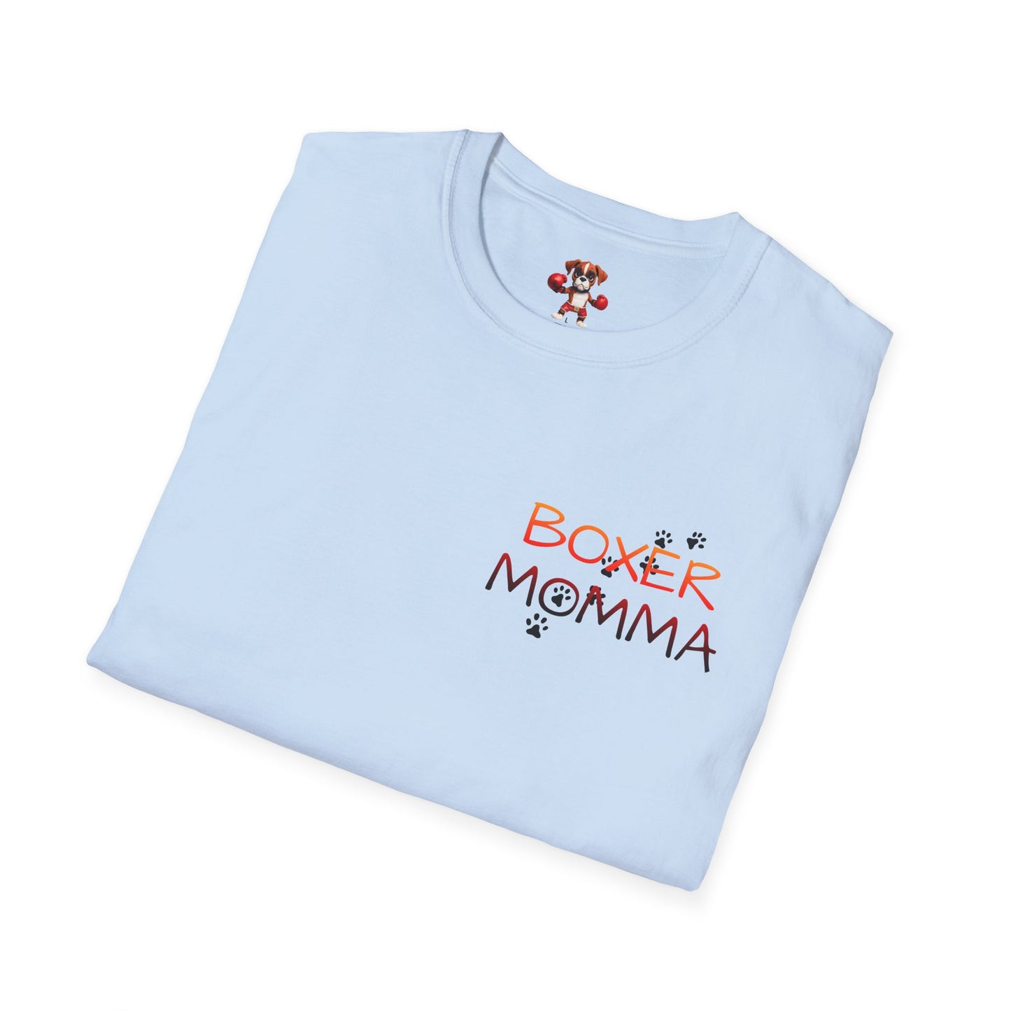 Unisex Boxer Momma T-Shirt - Softstyle Cotton Tee, Dog Lover Gift, Casual Fit, Pet Mom Shirt, Comfortable & Durable
