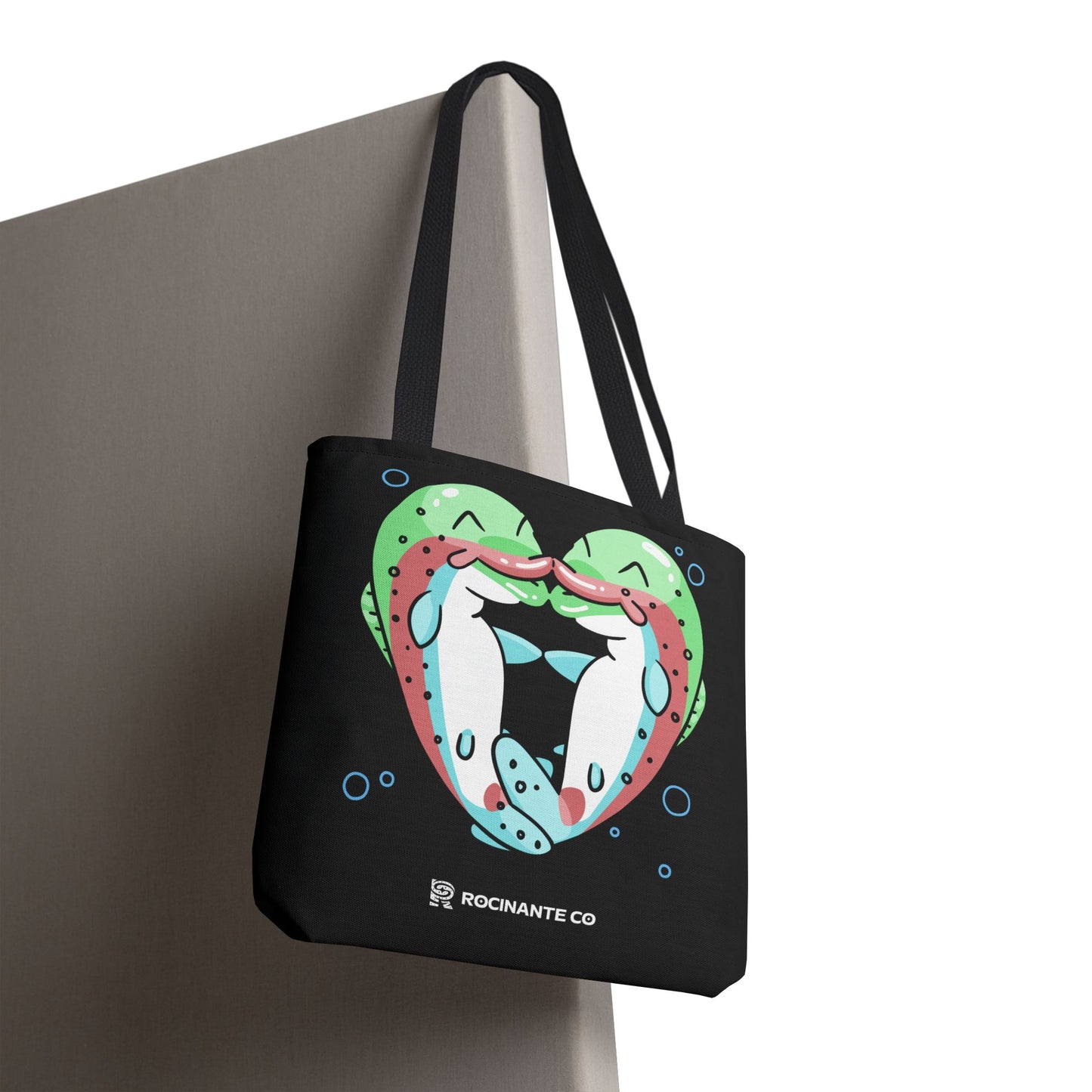 Trout Heart Tote Bag Black – Eco-Friendly Reusable Grocery Shopper, Stylish Canvas Bag for Fishing Lovers & Outdoor Adventures