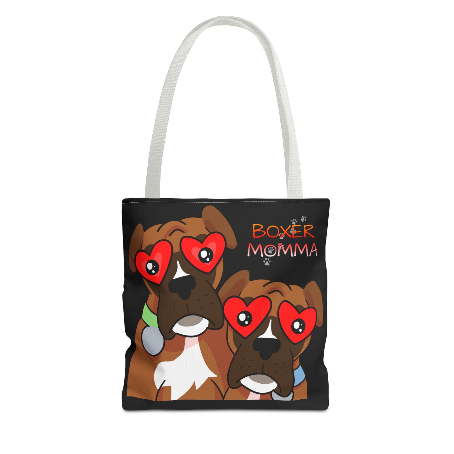 Boxer Momma Tote Bag Black - Durable Canvas Shoulder Bag for Dog Lovers, Spacious Everyday Carry, Pet Mom Gift