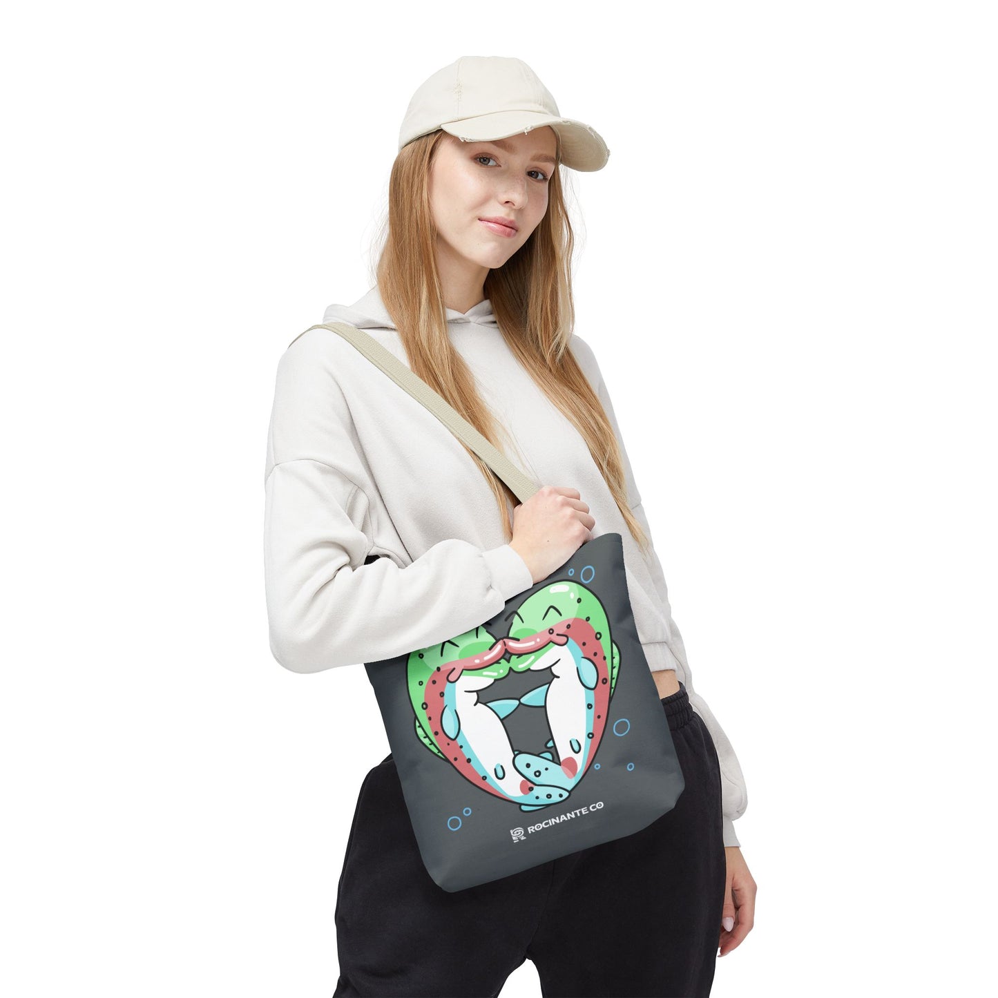 Trout Heart Tote Bag Grey - Eco-Friendly Reusable Shopper, Durable Canvas Carryall for Everyday Use & Gift Idea