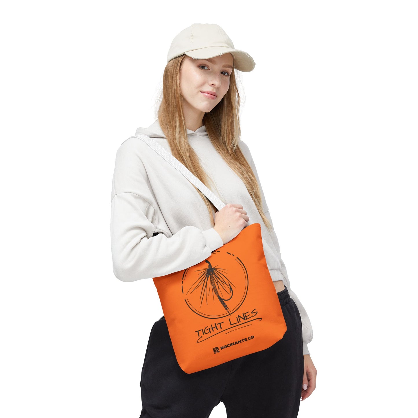 Tight Lines Tote Bag Orange, Durable Canvas Fishing, Beach, Market, Lightweight Reusable Grocery Bag, Outdoor Adventure Gift