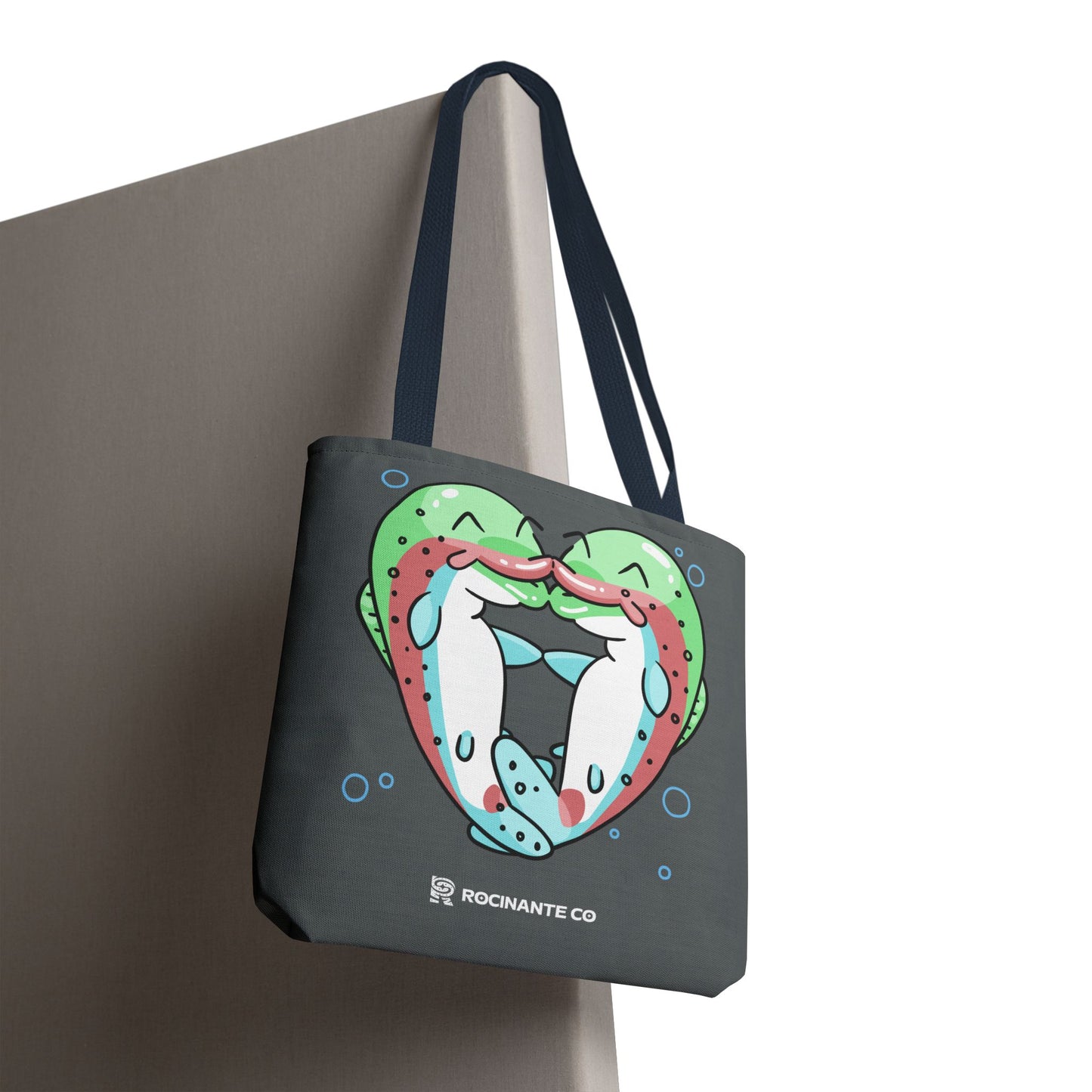 Trout Heart Tote Bag Grey - Eco-Friendly Reusable Shopper, Durable Canvas Carryall for Everyday Use & Gift Idea