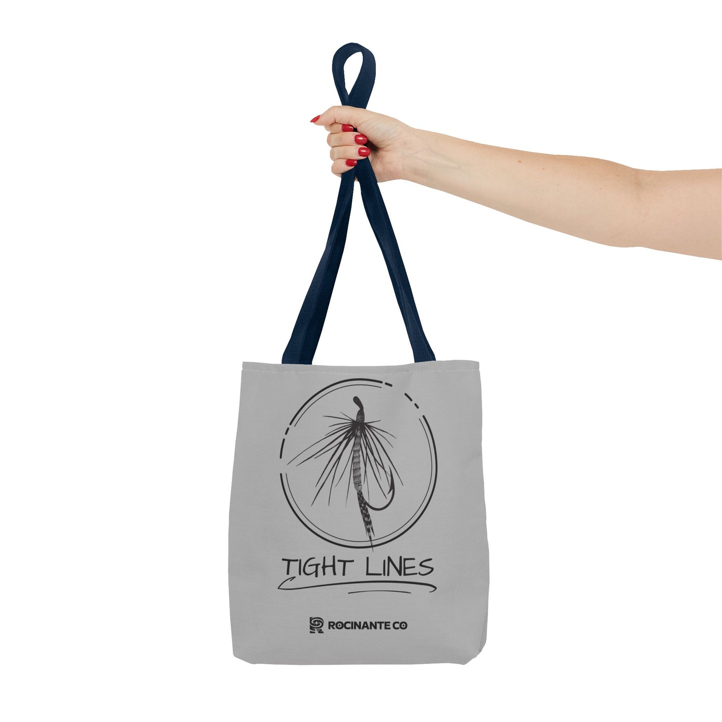 Tight Lines Tote Bag Grey - Durable Fishing Gift, Canvas Beach, Reusable Market Shopping Bag, Casual Everyday Carry Tote