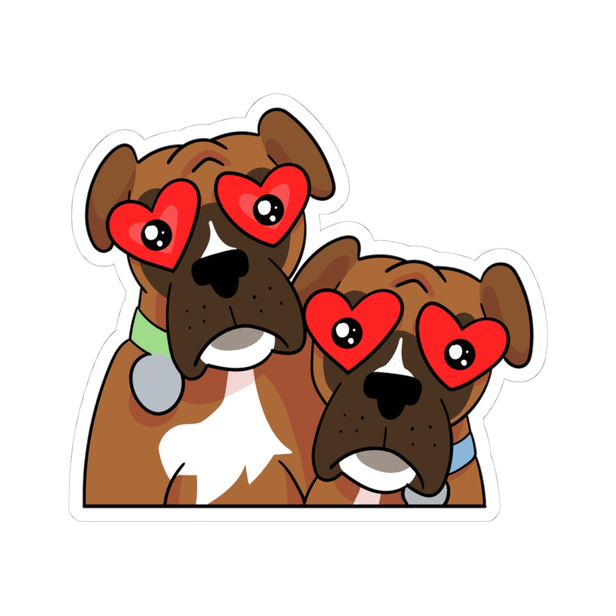 Boxer Love Sticker Kiss-Cut Durable Vinyl Decal, Cute Pet Love, Waterproof, Laptop Car Decor