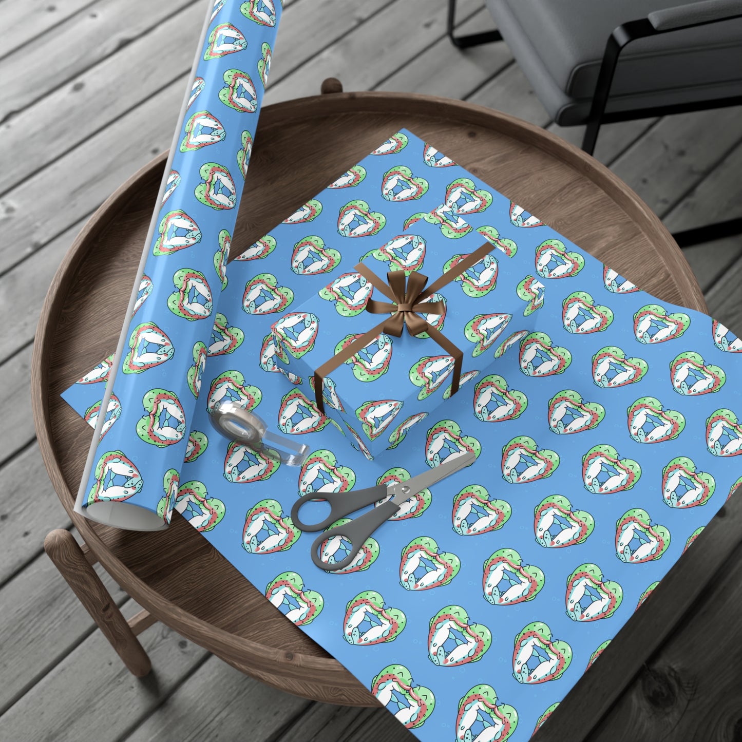 Trout Heart Gift Wrap Paper - Fun & Festive Wrapping for Birthdays, Holidays, Showers, and Every Occasion, Cute Patterns, Eco-Friendly