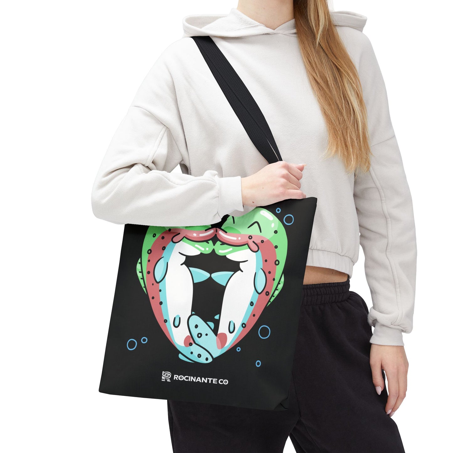 Trout Heart Tote Bag Black – Eco-Friendly Reusable Grocery Shopper, Stylish Canvas Bag for Fishing Lovers & Outdoor Adventures