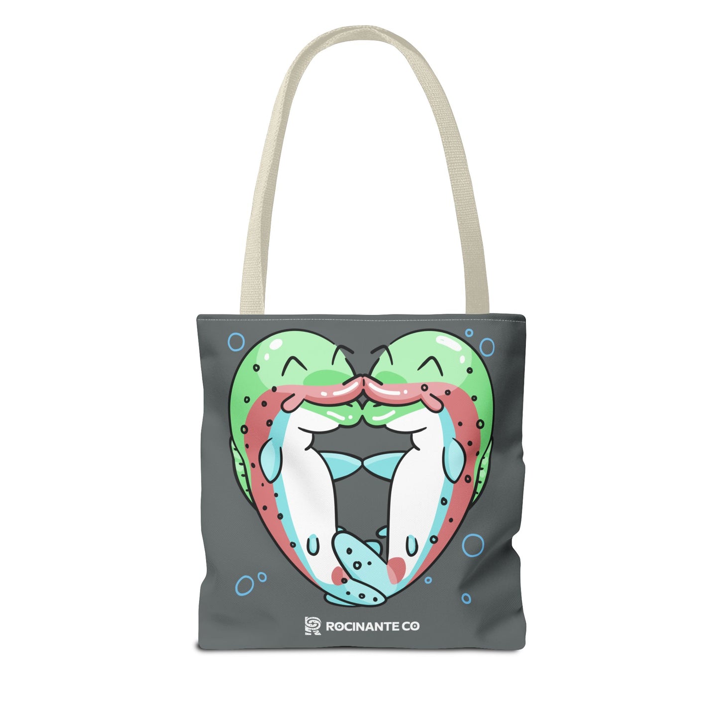 Trout Heart Tote Bag Grey - Eco-Friendly Reusable Shopper, Durable Canvas Carryall for Everyday Use & Gift Idea