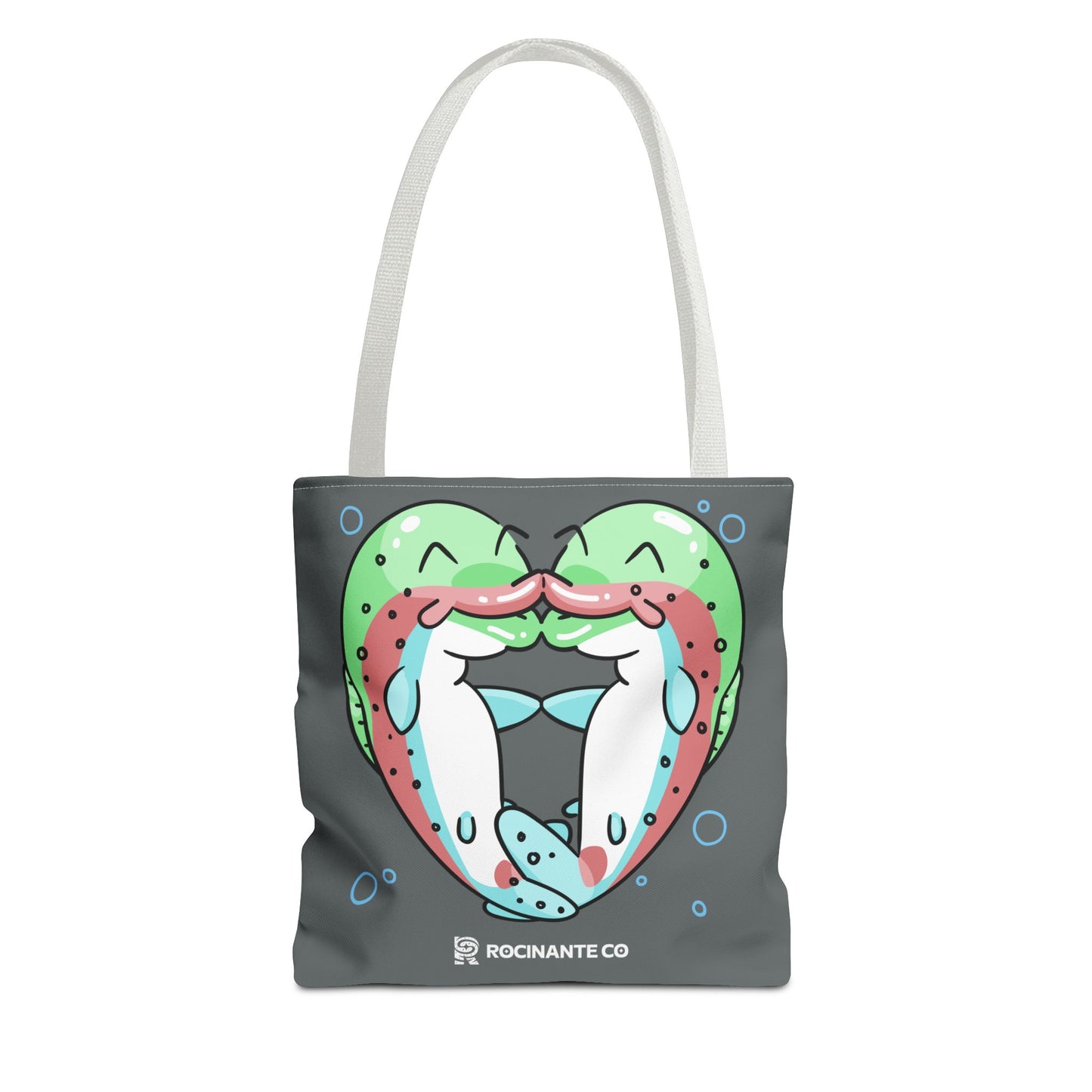 Trout Heart Tote Bag Grey - Eco-Friendly Reusable Shopper, Durable Canvas Carryall for Everyday Use & Gift Idea