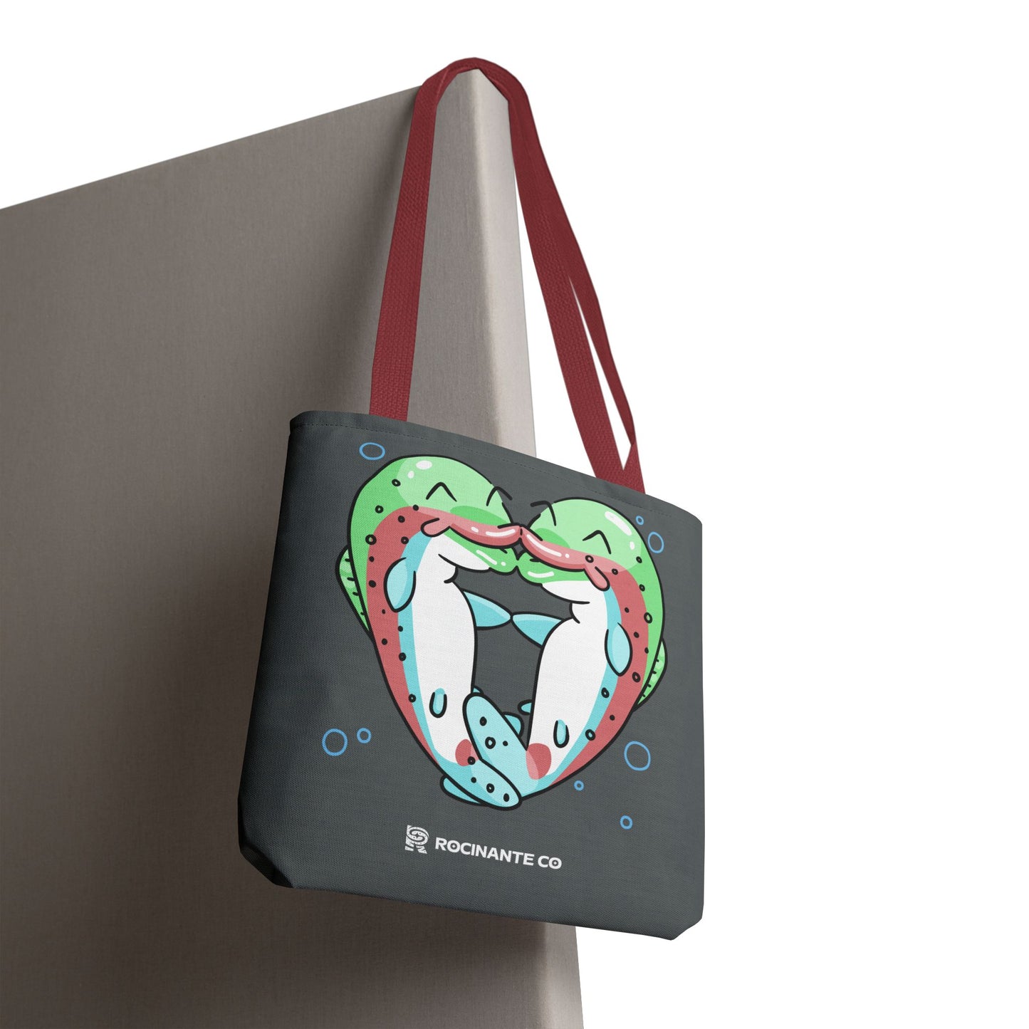 Trout Heart Tote Bag Grey - Eco-Friendly Reusable Shopper, Durable Canvas Carryall for Everyday Use & Gift Idea