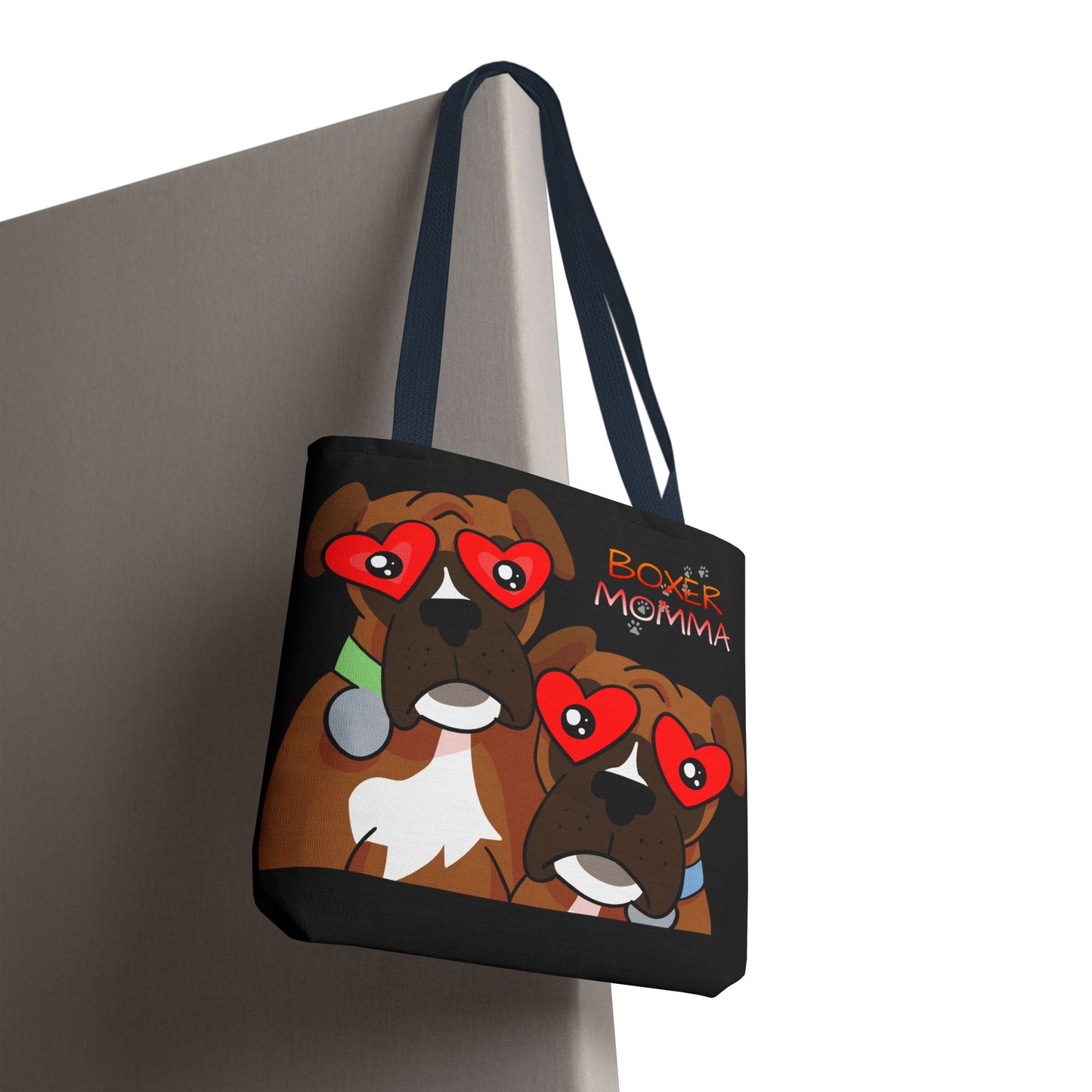 Boxer Momma Tote Bag Black - Durable Canvas Shoulder Bag for Dog Lovers, Spacious Everyday Carry, Pet Mom Gift