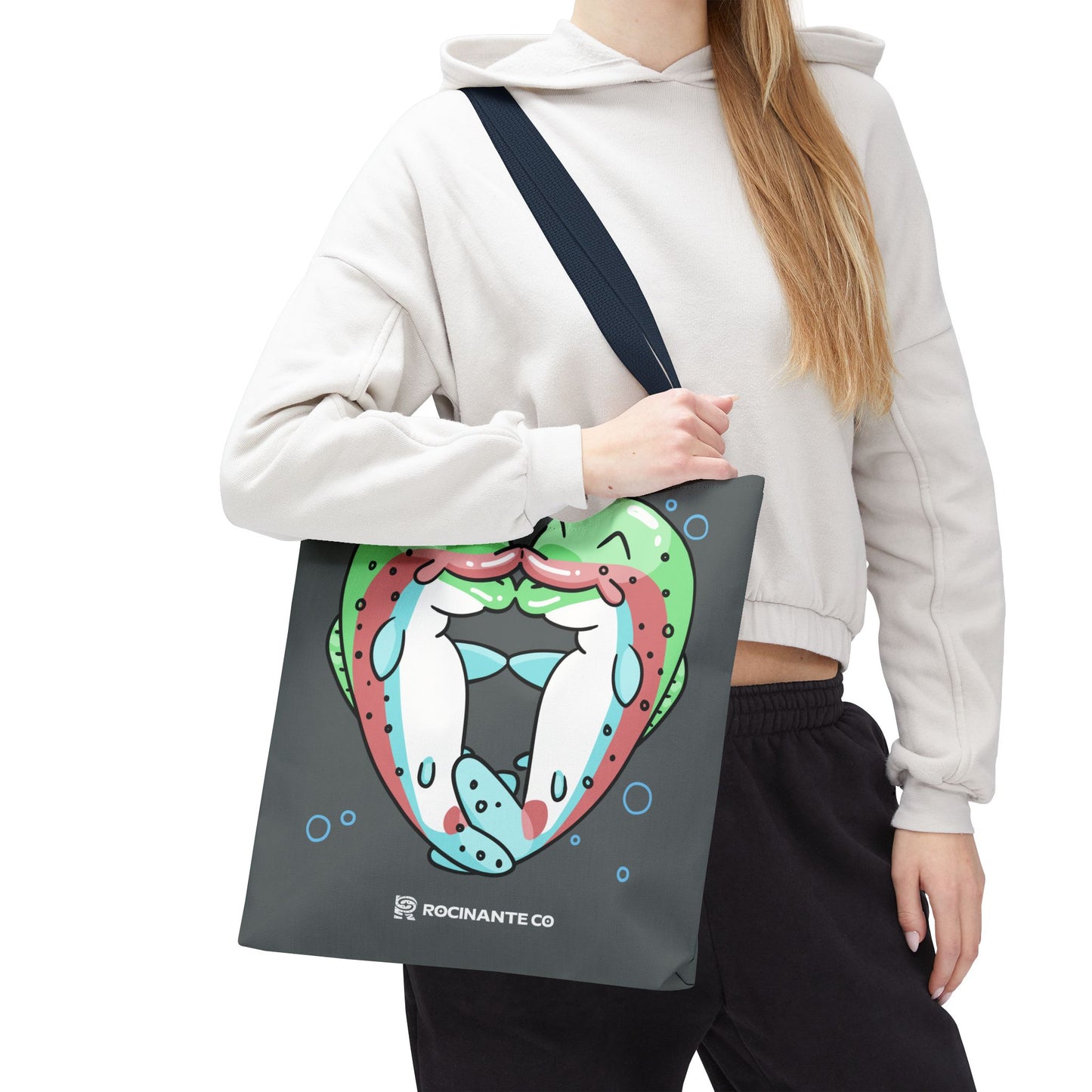Trout Heart Tote Bag Grey - Eco-Friendly Reusable Shopper, Durable Canvas Carryall for Everyday Use & Gift Idea