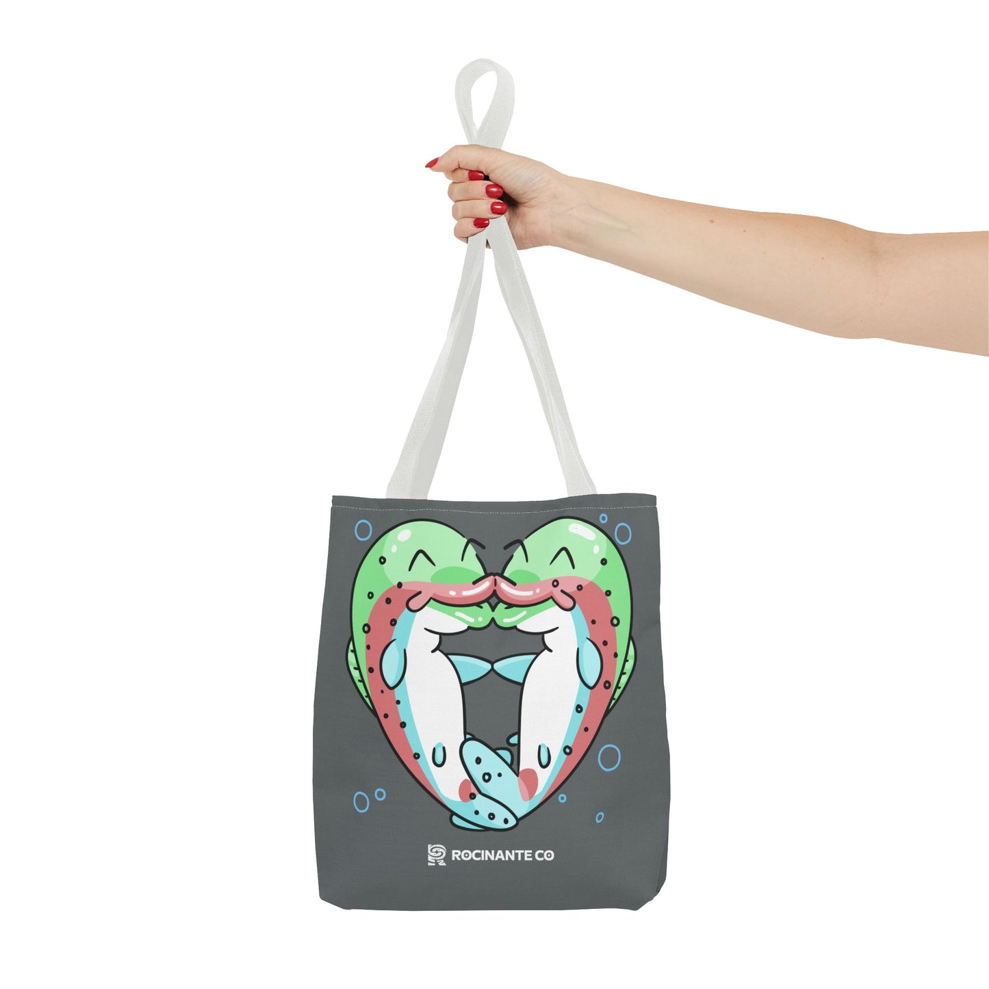 Trout Heart Tote Bag Grey - Eco-Friendly Reusable Shopper, Durable Canvas Carryall for Everyday Use & Gift Idea