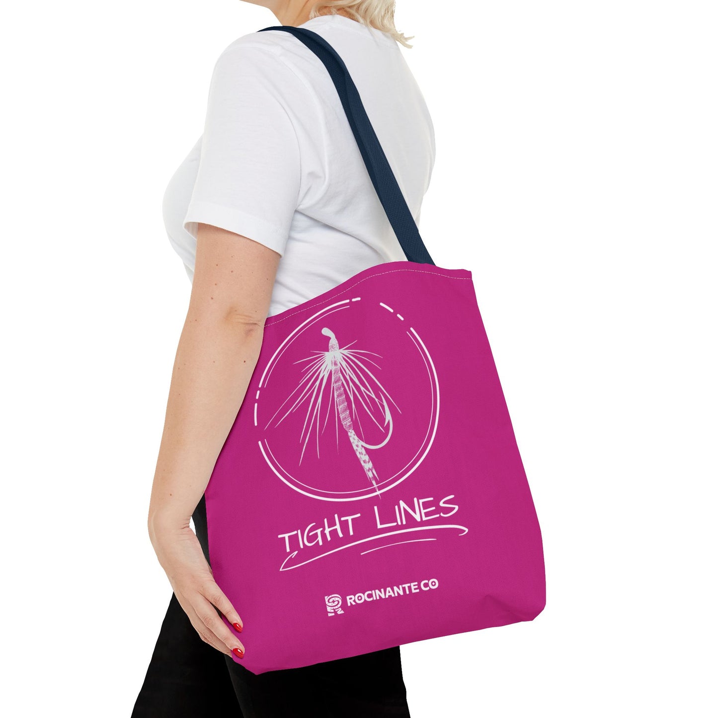 Pink Tight Lines Tote Bag, Fishing Canvas Tote Lightweight Durable Beach Market Bag