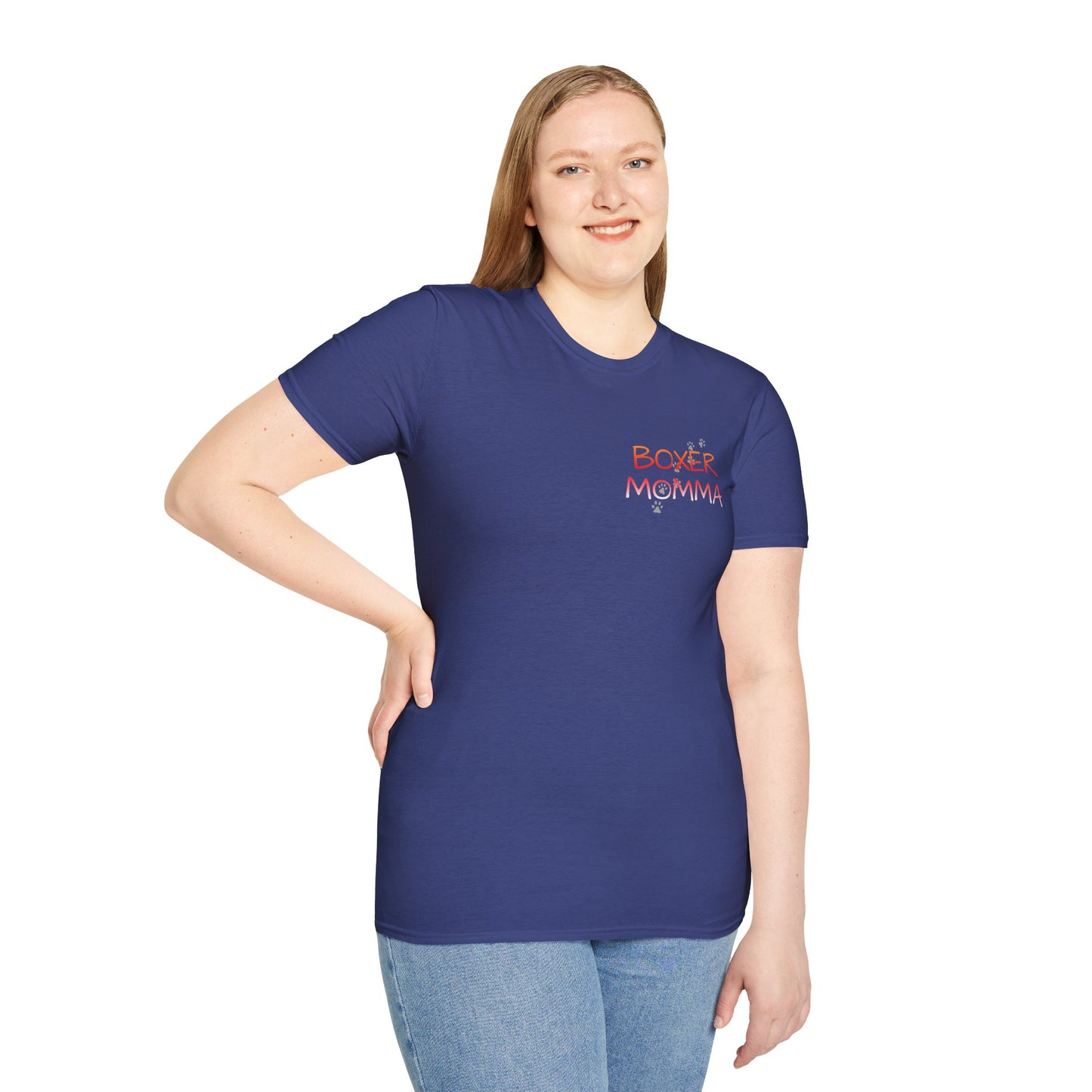 Unisex Boxer Momma T-Shirt - Softstyle Cotton Tee, Dog Lover Gift, Casual Fit, Pet Mom Shirt, Comfortable & Durable