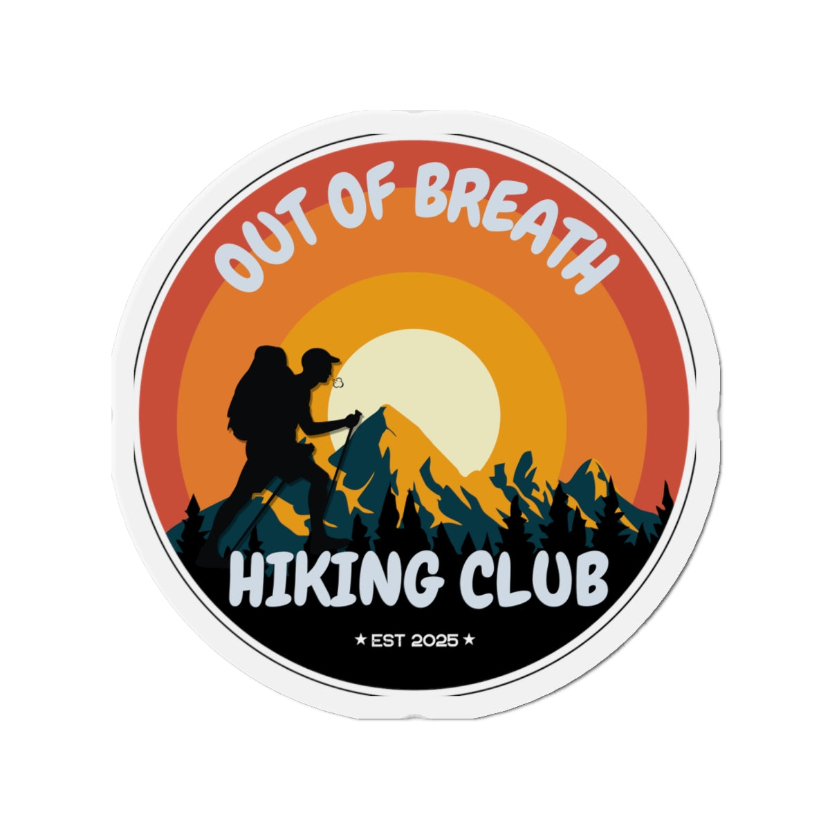 Out of Breath Hiking Club Die-Cut Magnet | Outdoor Adventure | Perfect Gift for Hikers, Nature Lovers, Campers