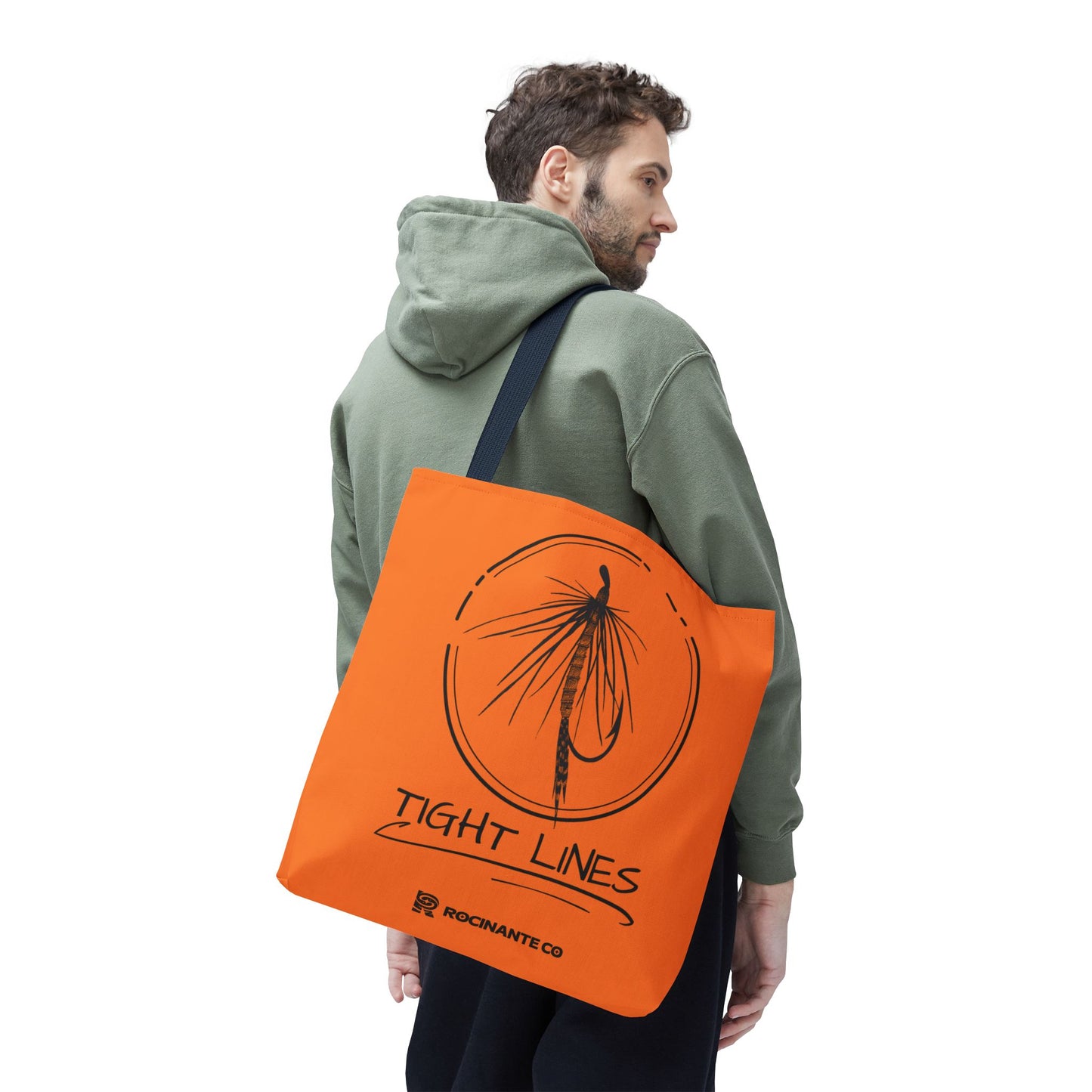 Tight Lines Tote Bag Orange, Durable Canvas Fishing, Beach, Market, Lightweight Reusable Grocery Bag, Outdoor Adventure Gift
