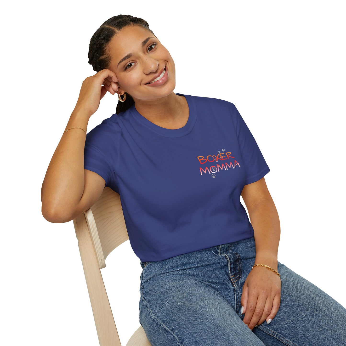 Unisex Boxer Momma T-Shirt - Softstyle Cotton Tee, Dog Lover Gift, Casual Fit, Pet Mom Shirt, Comfortable & Durable