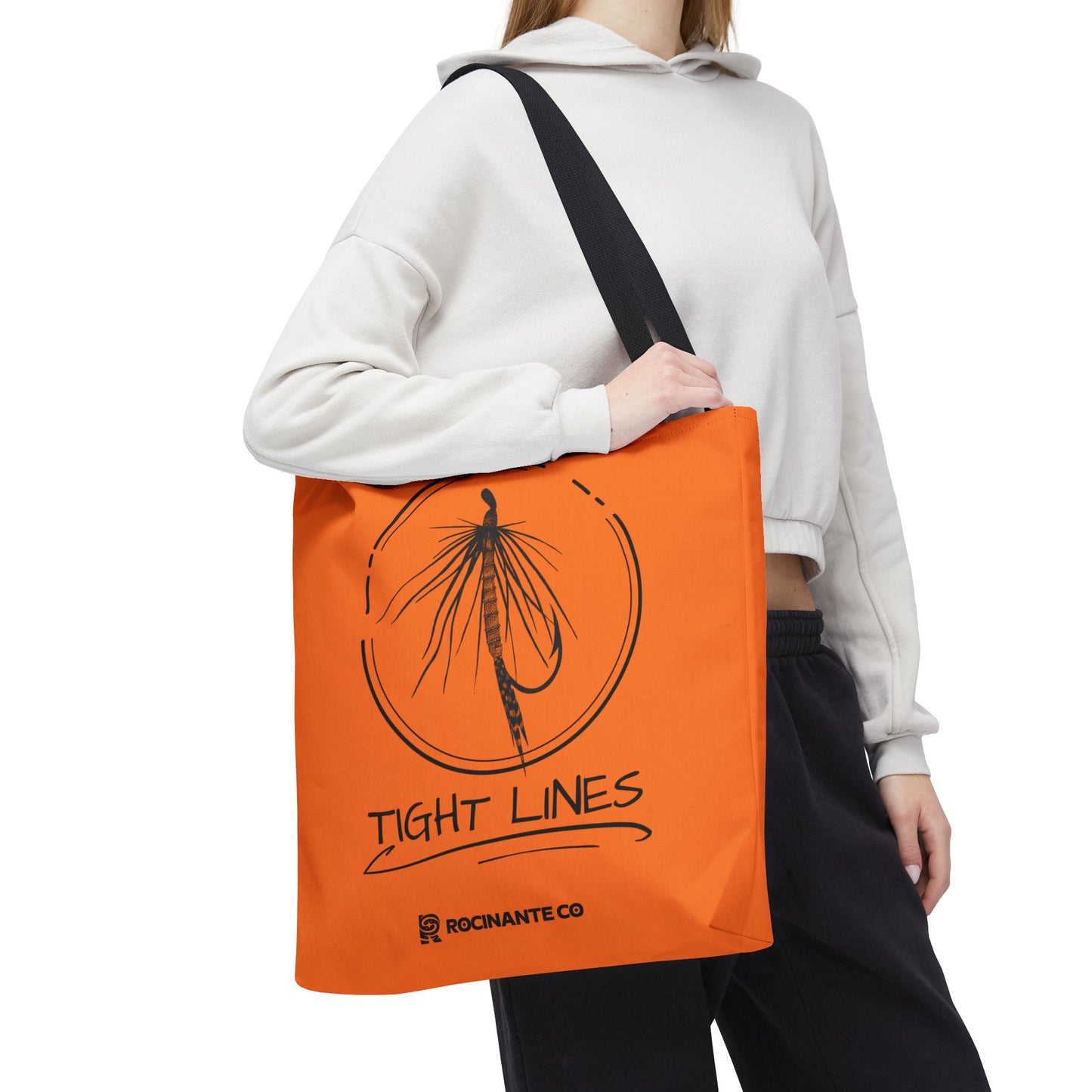 Tight Lines Tote Bag Orange, Durable Canvas Fishing, Beach, Market, Lightweight Reusable Grocery Bag, Outdoor Adventure Gift