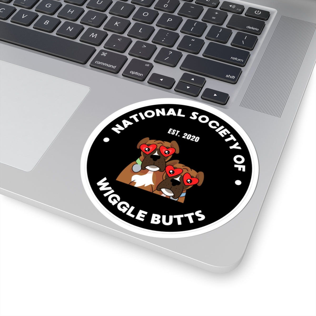 Wiggle Butt Society Black Sticker – Cute Dog Decal for Laptop, Water Bottle & Car Window Accessories