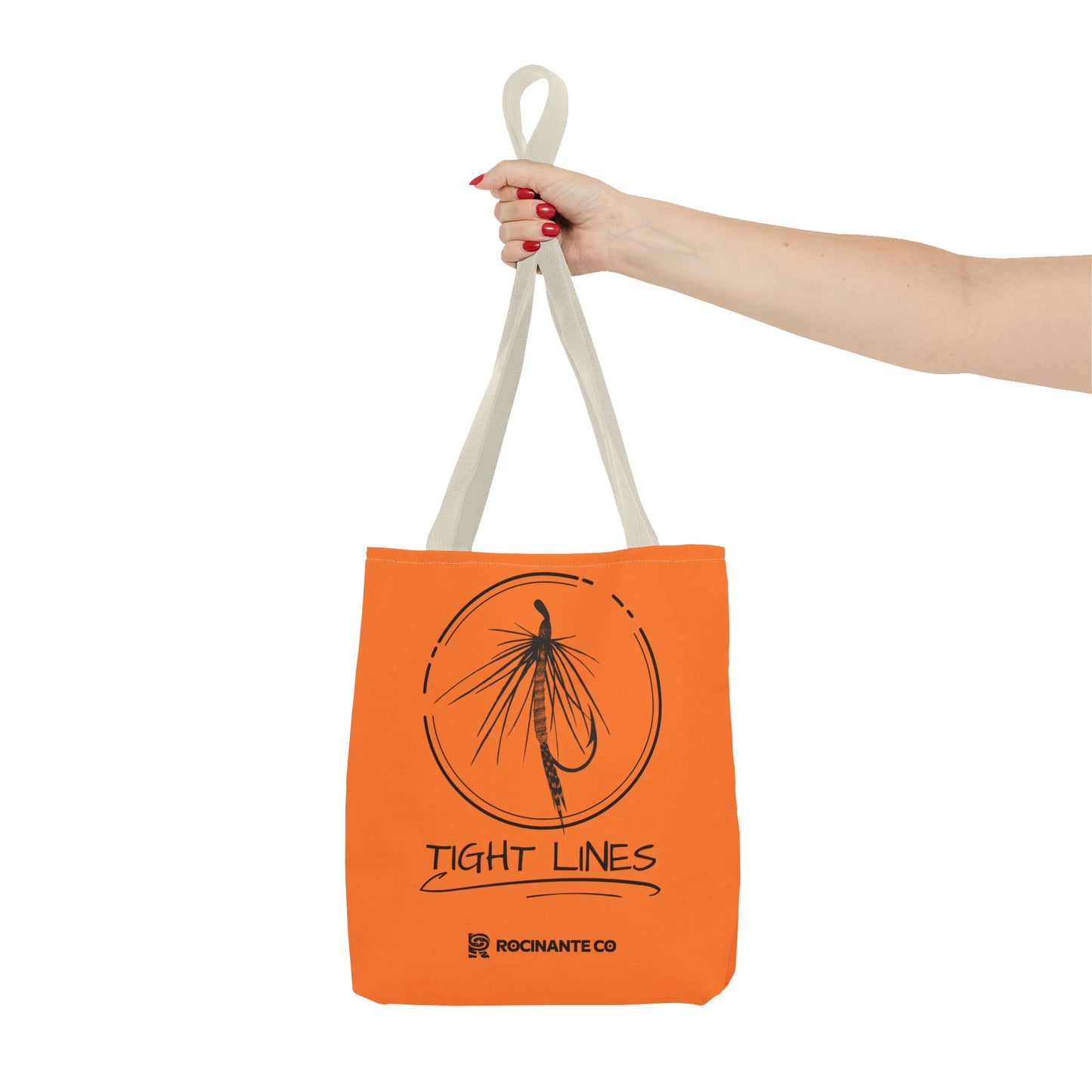 Tight Lines Tote Bag Orange, Durable Canvas Fishing, Beach, Market, Lightweight Reusable Grocery Bag, Outdoor Adventure Gift