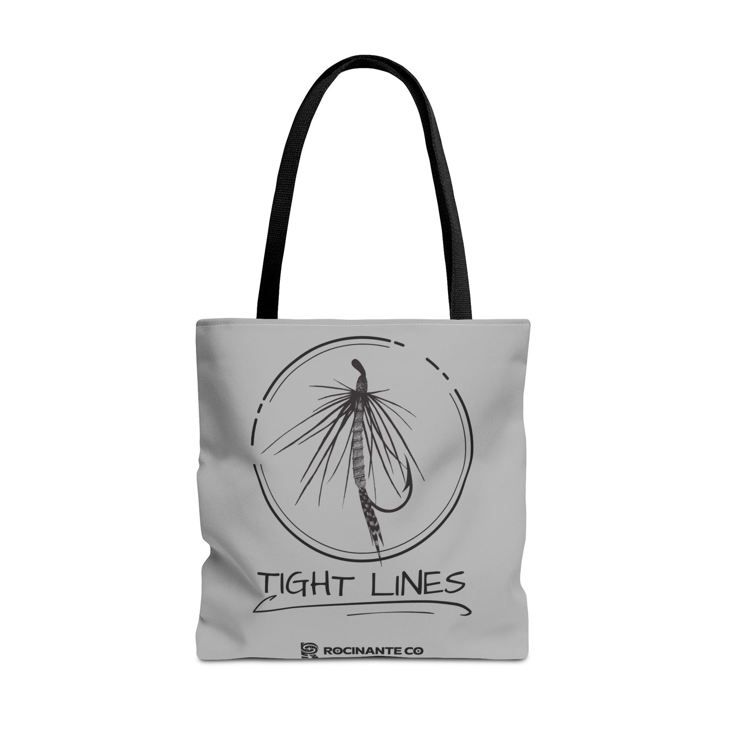 Tight Lines Tote Bag Grey - Durable Fishing Gift, Canvas Beach, Reusable Market Shopping Bag, Casual Everyday Carry Tote