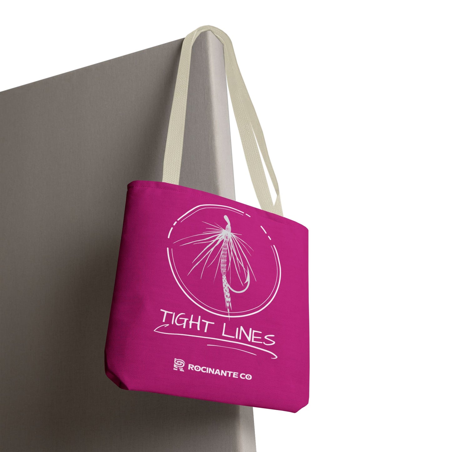 Pink Tight Lines Tote Bag, Fishing Canvas Tote Lightweight Durable Beach Market Bag