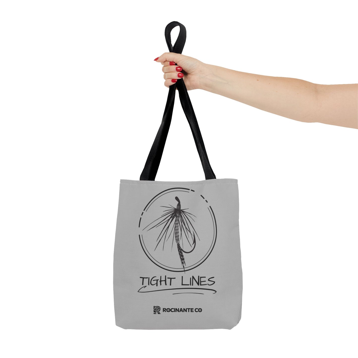 Tight Lines Tote Bag Grey - Durable Fishing Gift, Canvas Beach, Reusable Market Shopping Bag, Casual Everyday Carry Tote