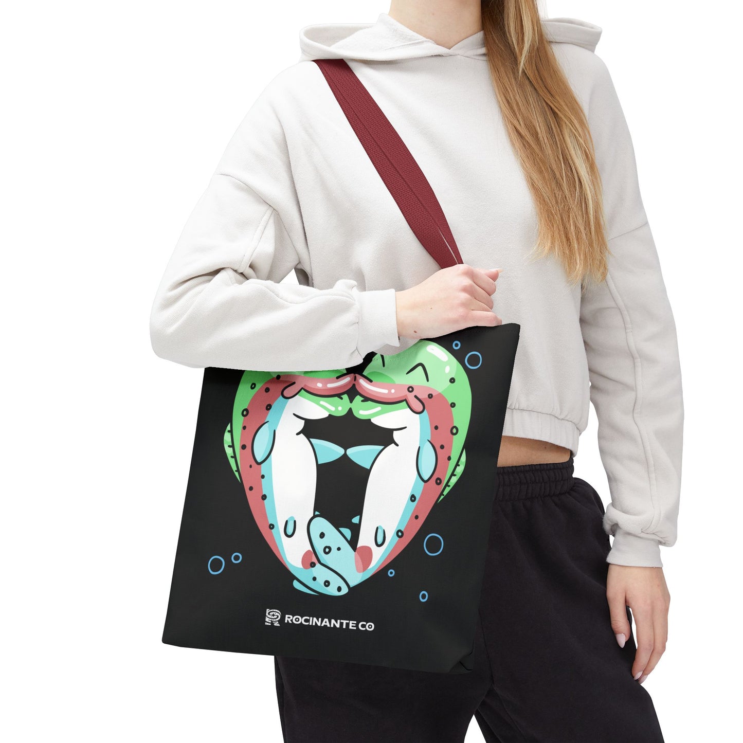 Trout Heart Tote Bag Black – Eco-Friendly Reusable Grocery Shopper, Stylish Canvas Bag for Fishing Lovers & Outdoor Adventures