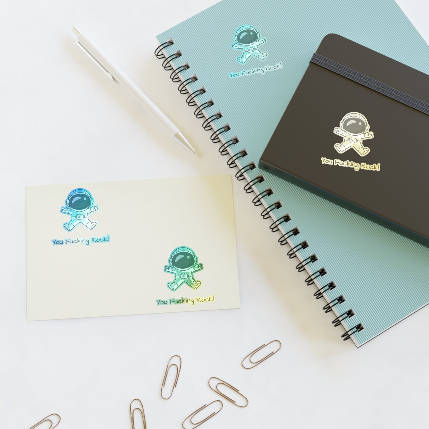 You Rock! Astronaut Motivation Sticker Sheets | Humor Stickers | Space-Themed Decor | Gifts & Party Favors