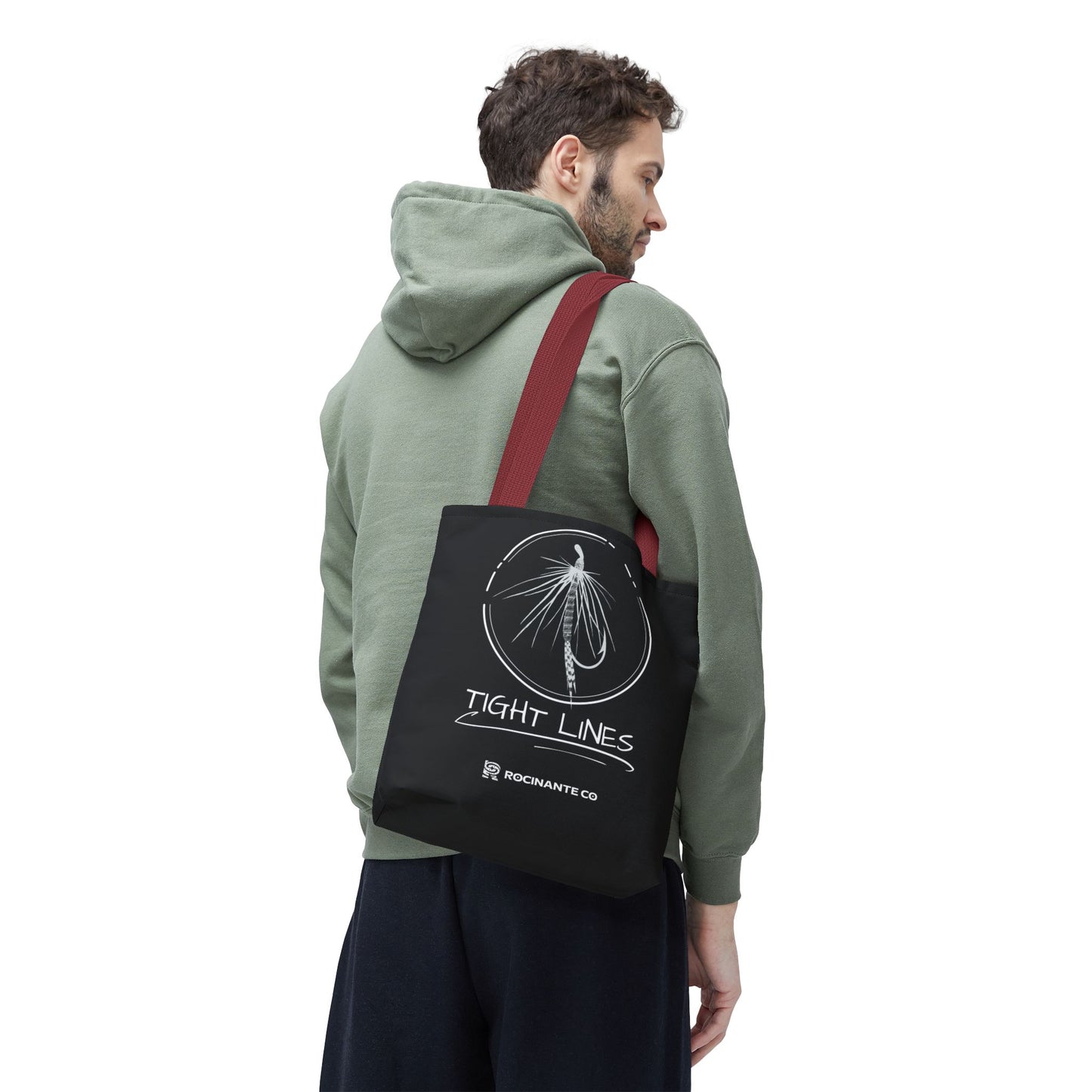 Tight Lines Tote Bag Black, Durable Fishing Tote with Spacious Design & Comfortable Handles for Outdoor Adventures